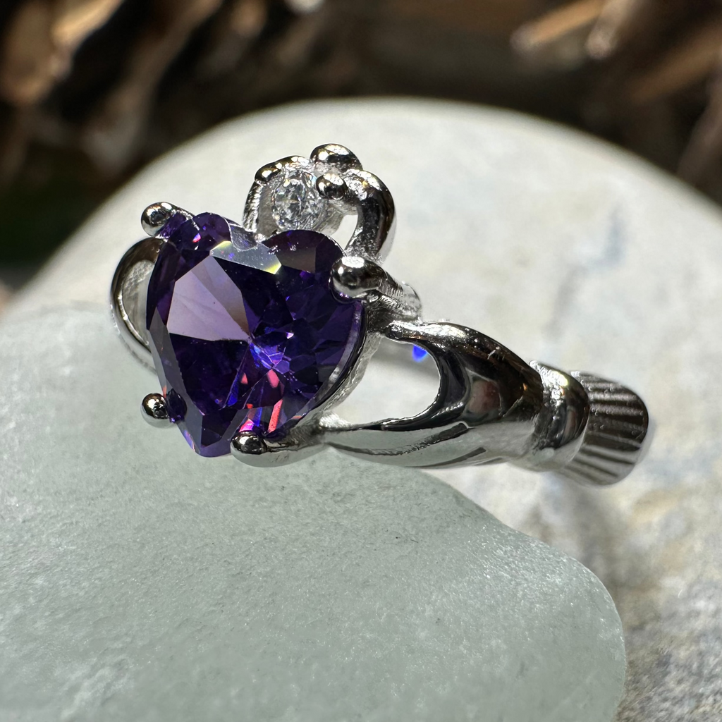 Purple Heart Claddagh Ring