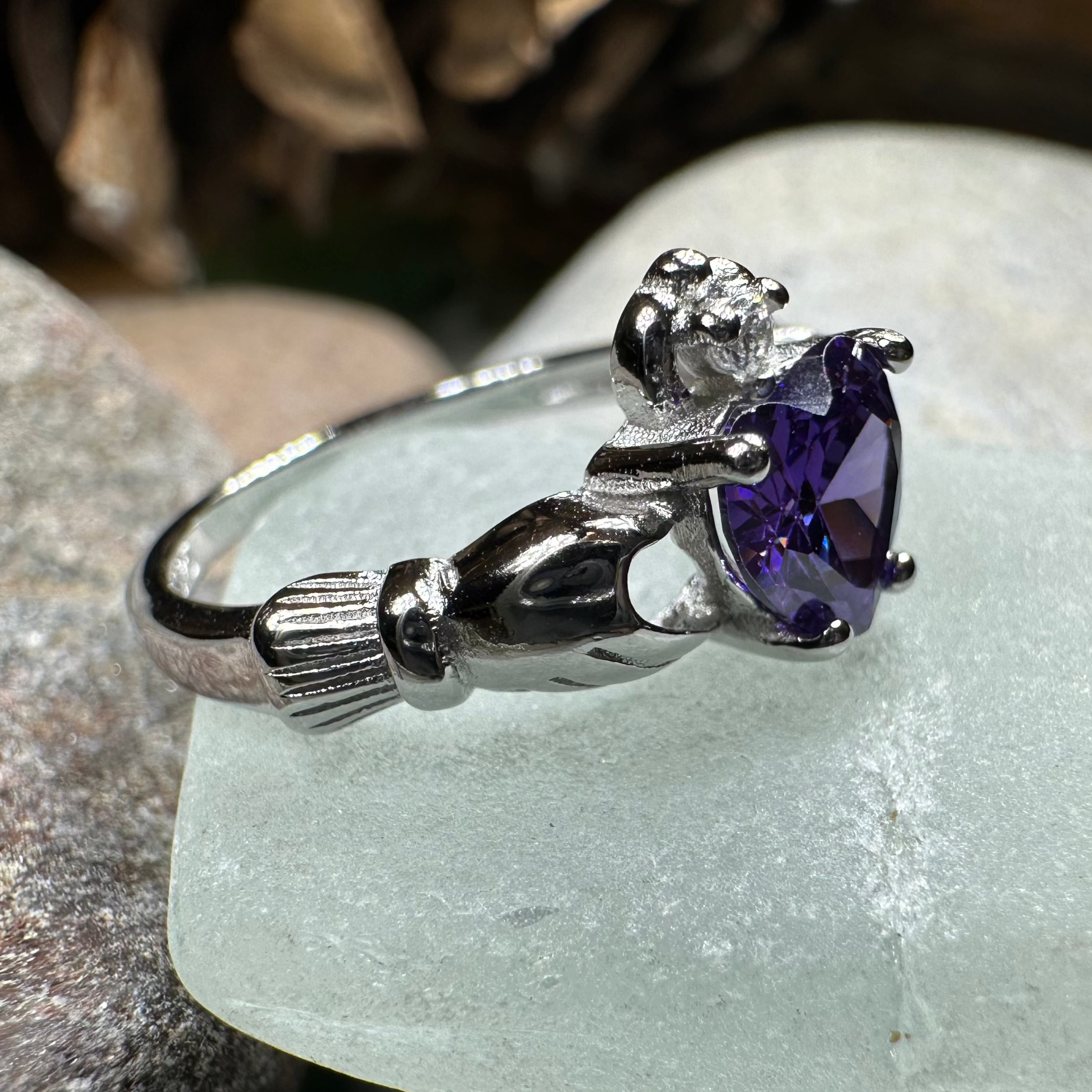 Purple Heart Claddagh Ring
