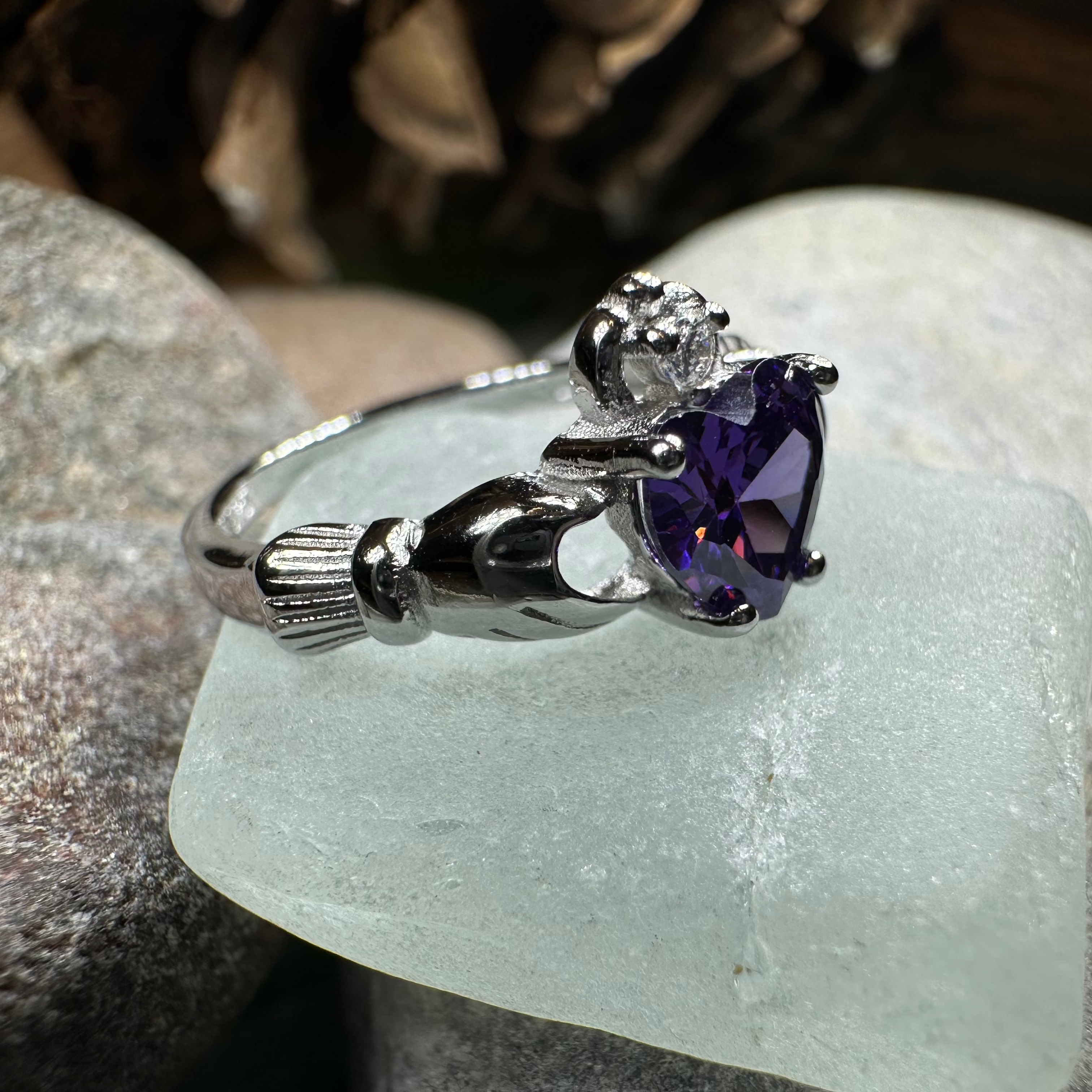 Purple Heart Claddagh Ring
