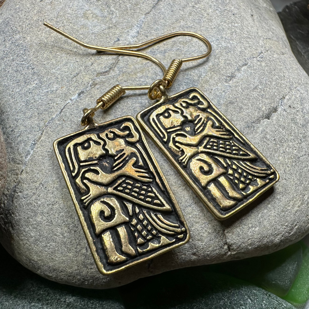 Kissing Couple Viking Bronze Earrings - Bronze Historical Reproduction Jewelry