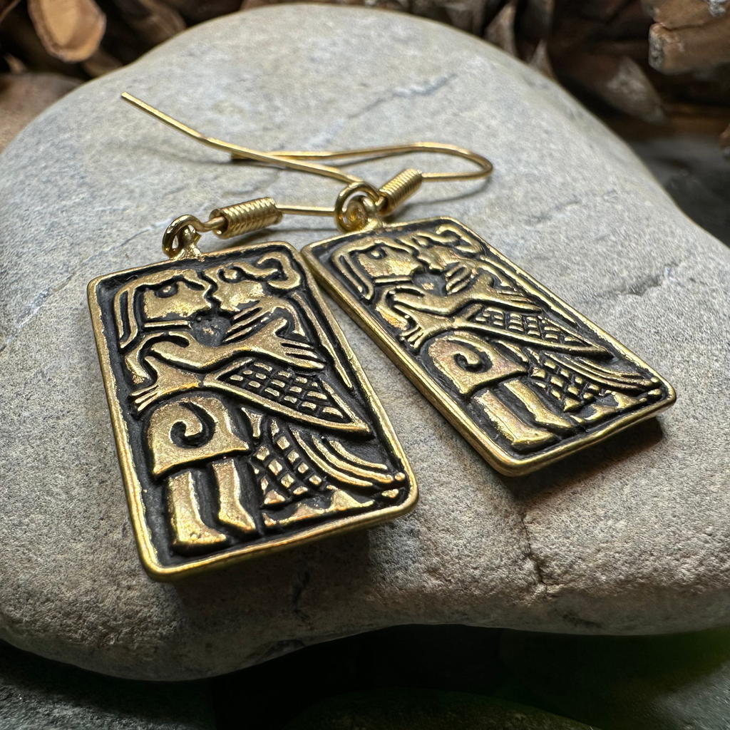 Kissing Couple Viking Bronze Earrings - Bronze Historical Reproduction Jewelry