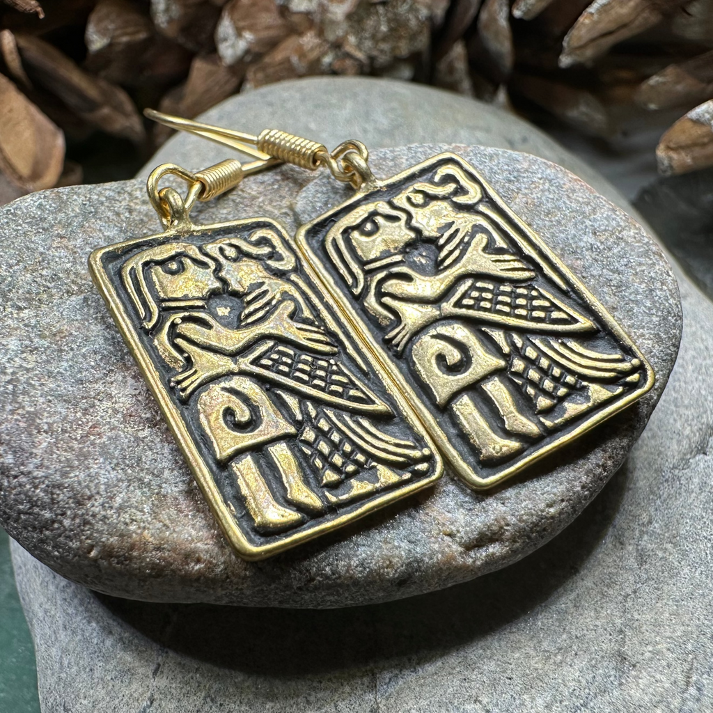 Kissing Couple Viking Bronze Earrings - Bronze Historical Reproduction Jewelry