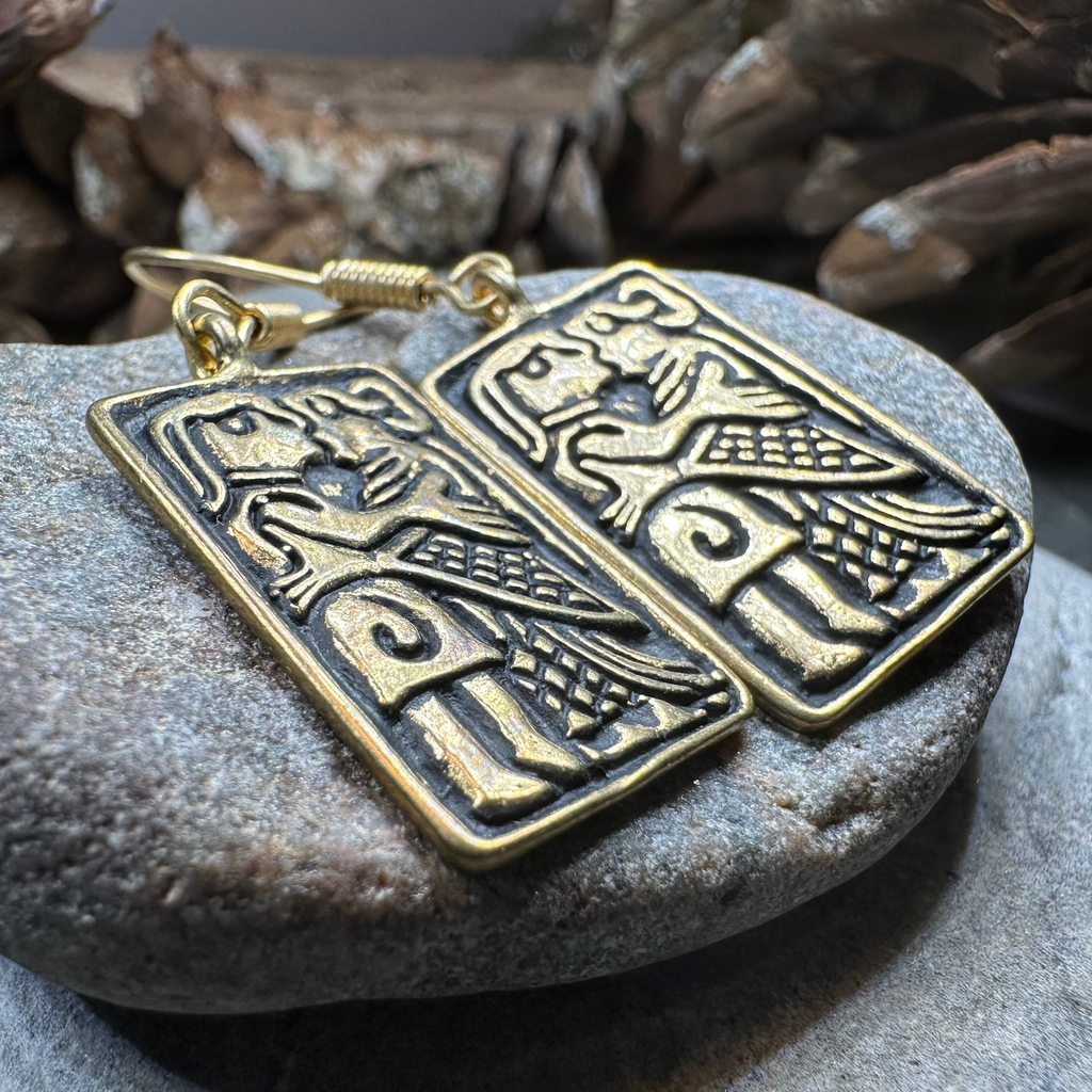 Kissing Couple Viking Bronze Earrings - Bronze Historical Reproduction Jewelry