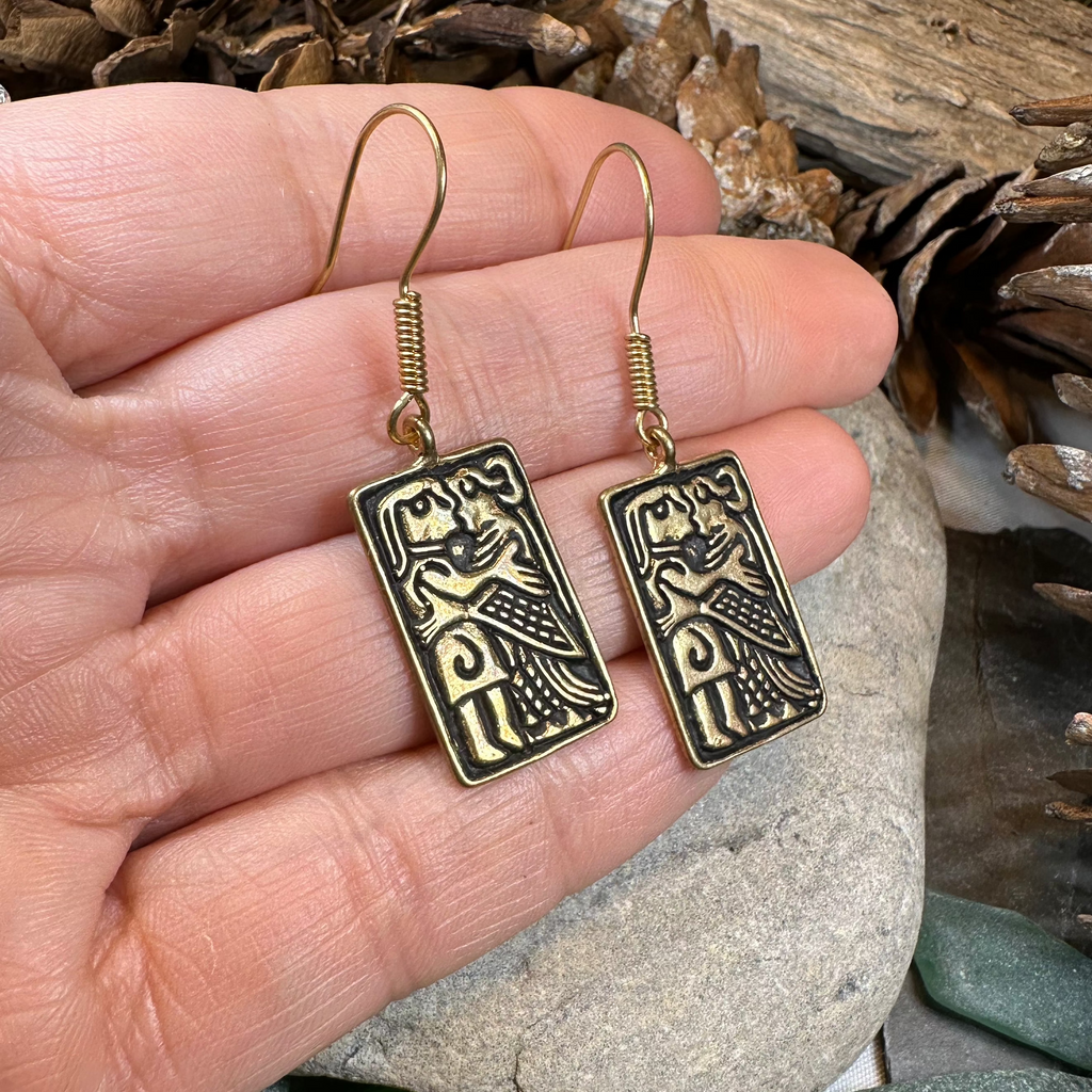 Kissing Couple Viking Bronze Earrings - Bronze Historical Reproduction Jewelry