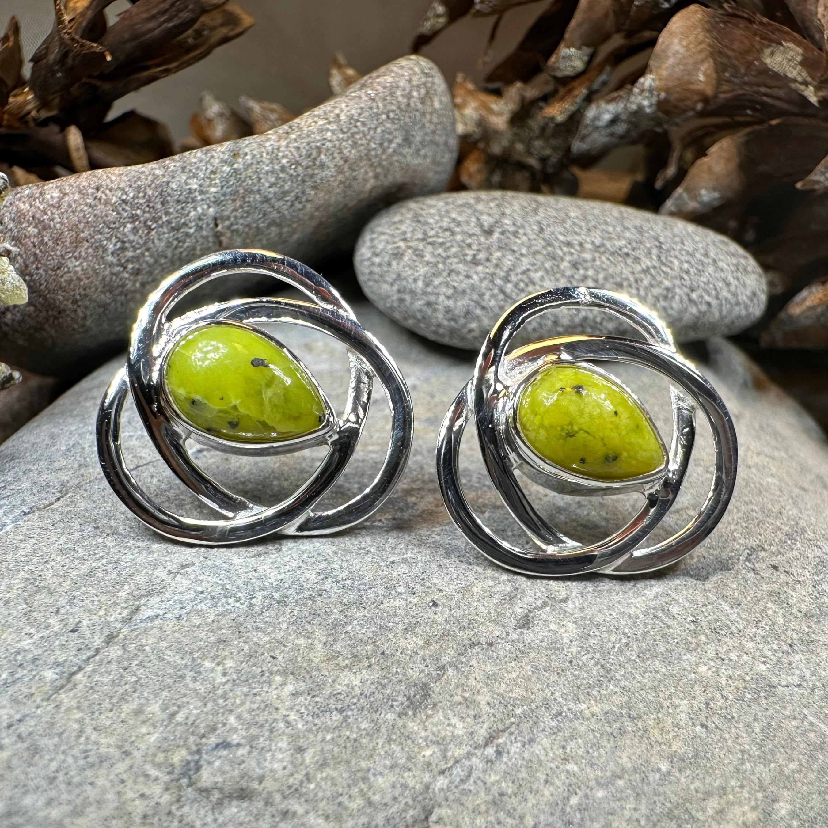 Connemara Marble Celtic Post Earrings