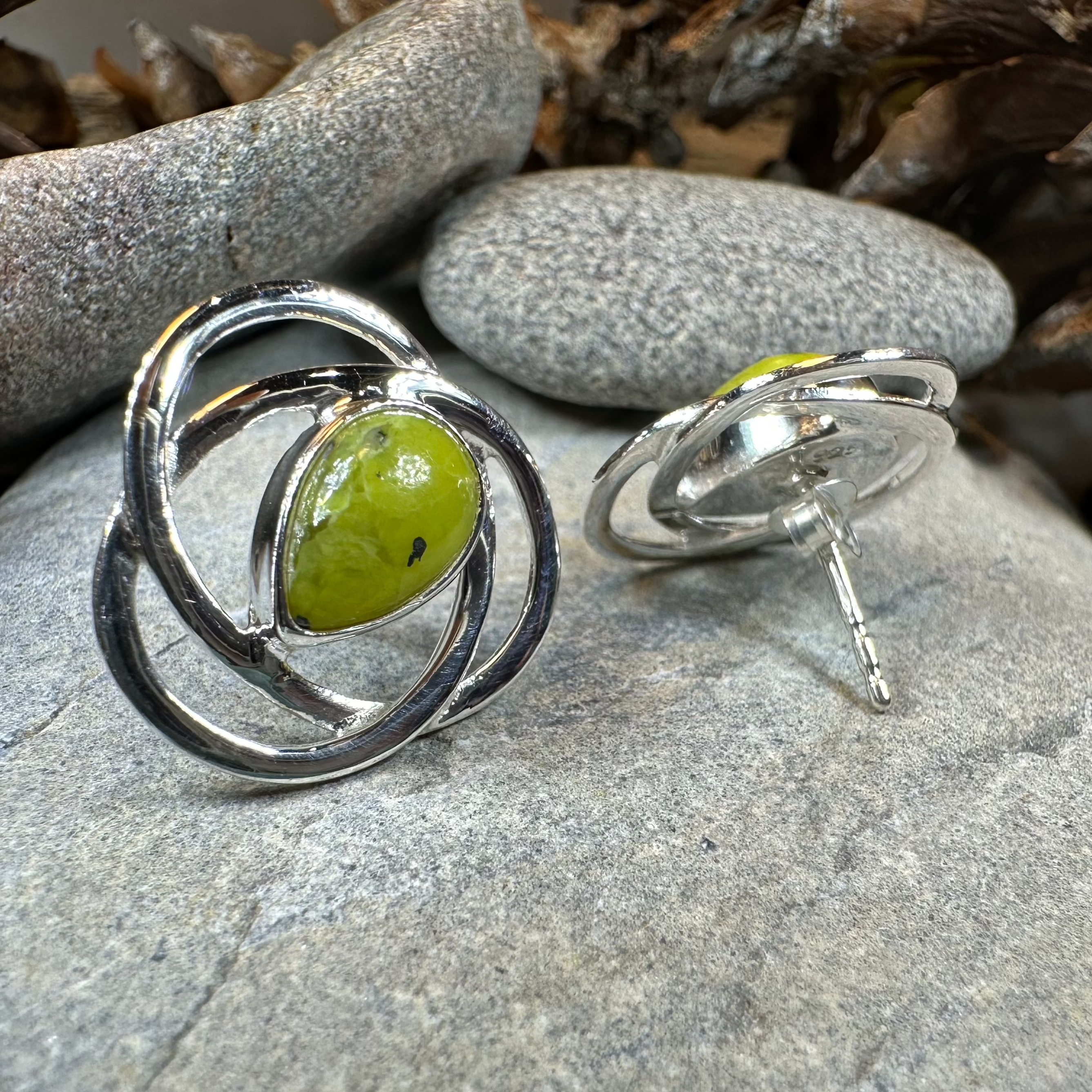 Connemara Marble Celtic Post Earrings