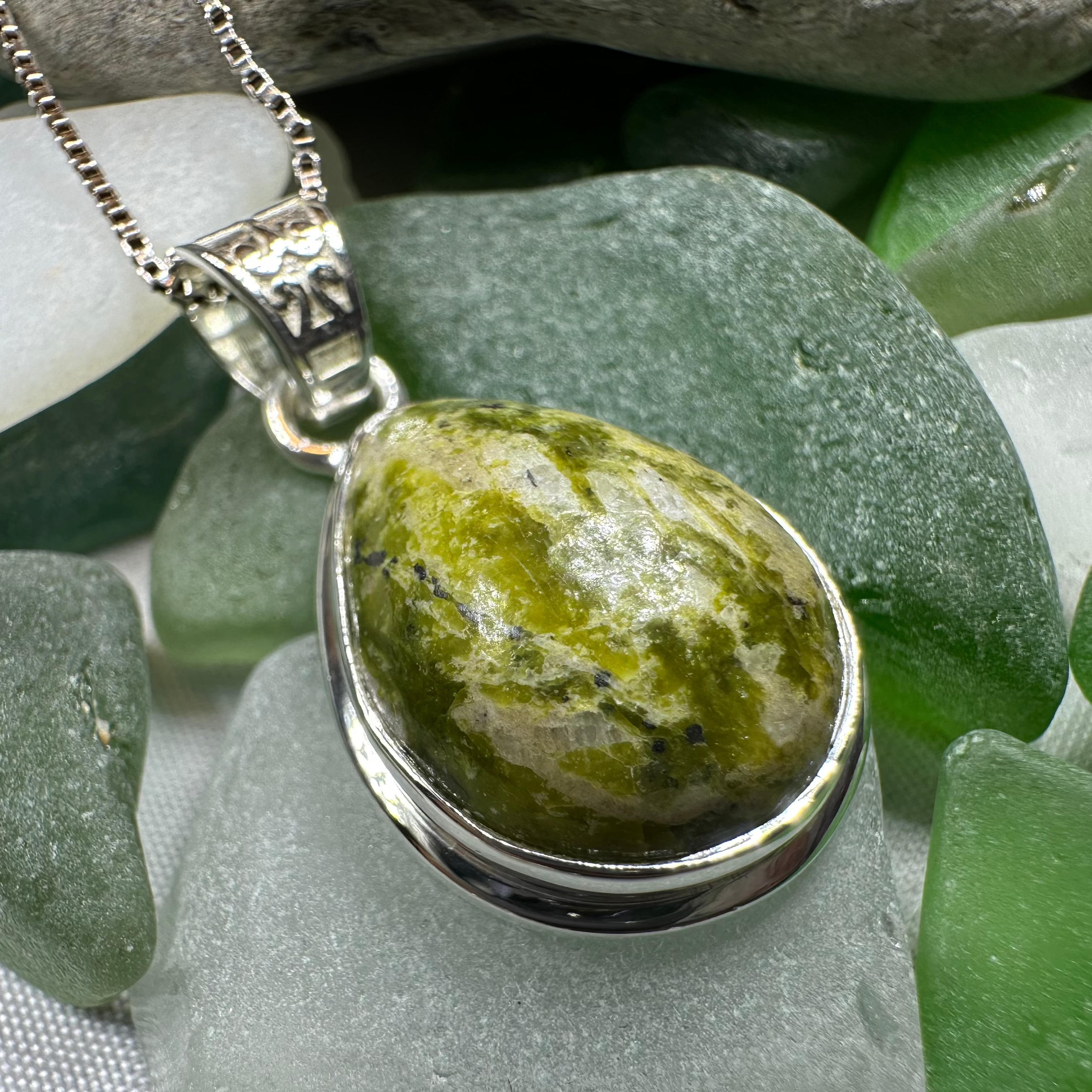 Connemara Marble Irish Teardrop Necklace