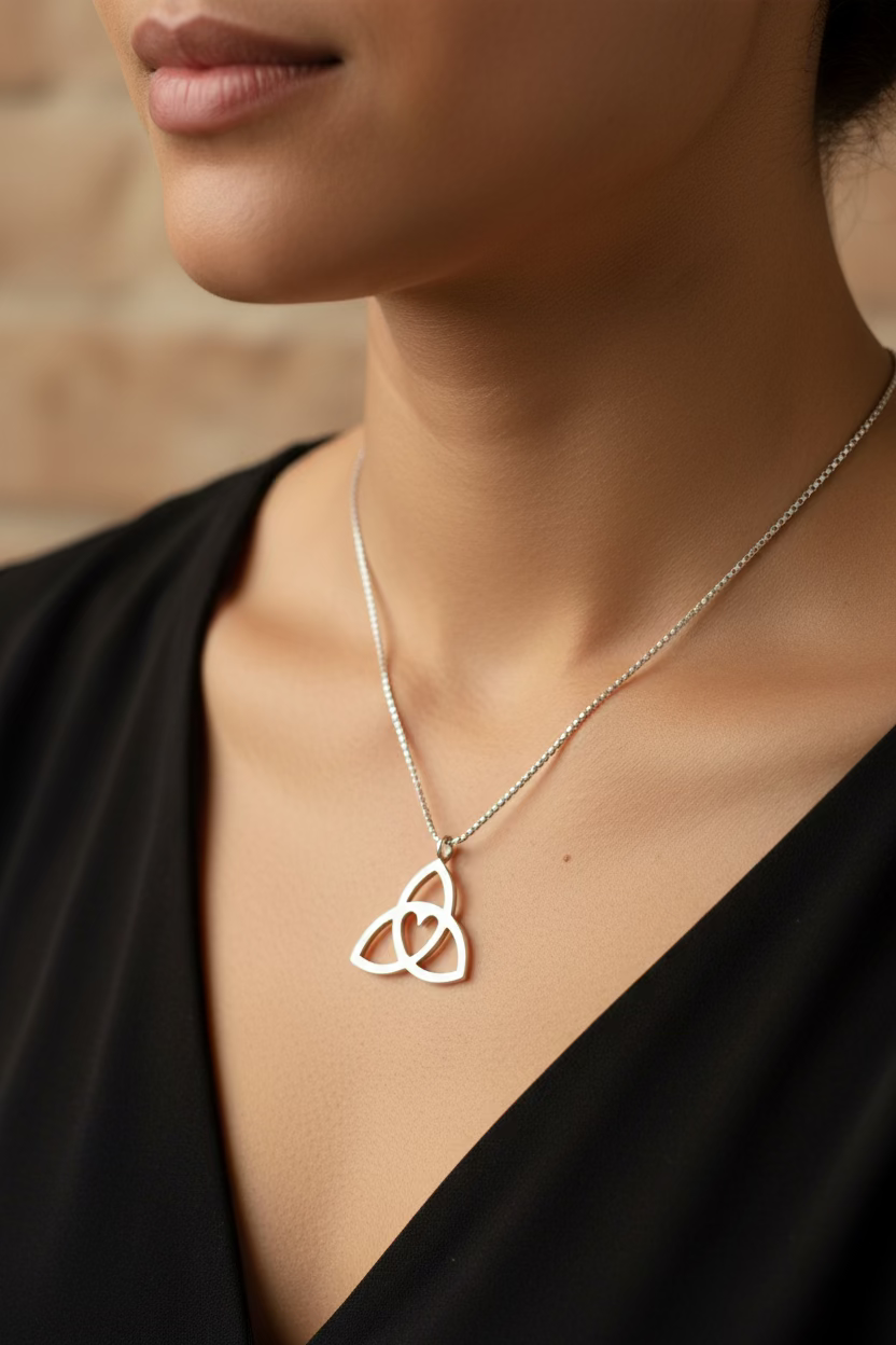Gabrielle Trinity Knot Heart Necklace