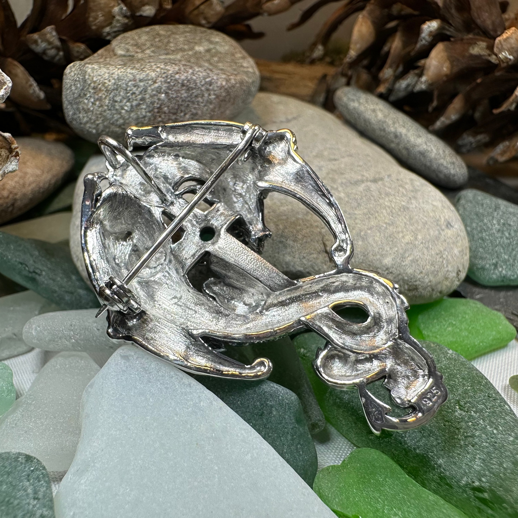 Zyrinx Marcasite Dragon Brooch in Sterling Silver