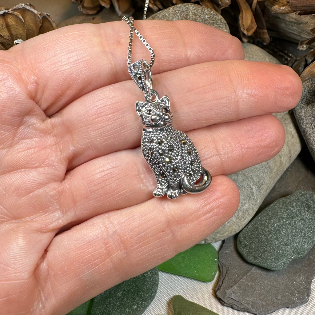 Sitting Pretty Marcasite Cat Necklace