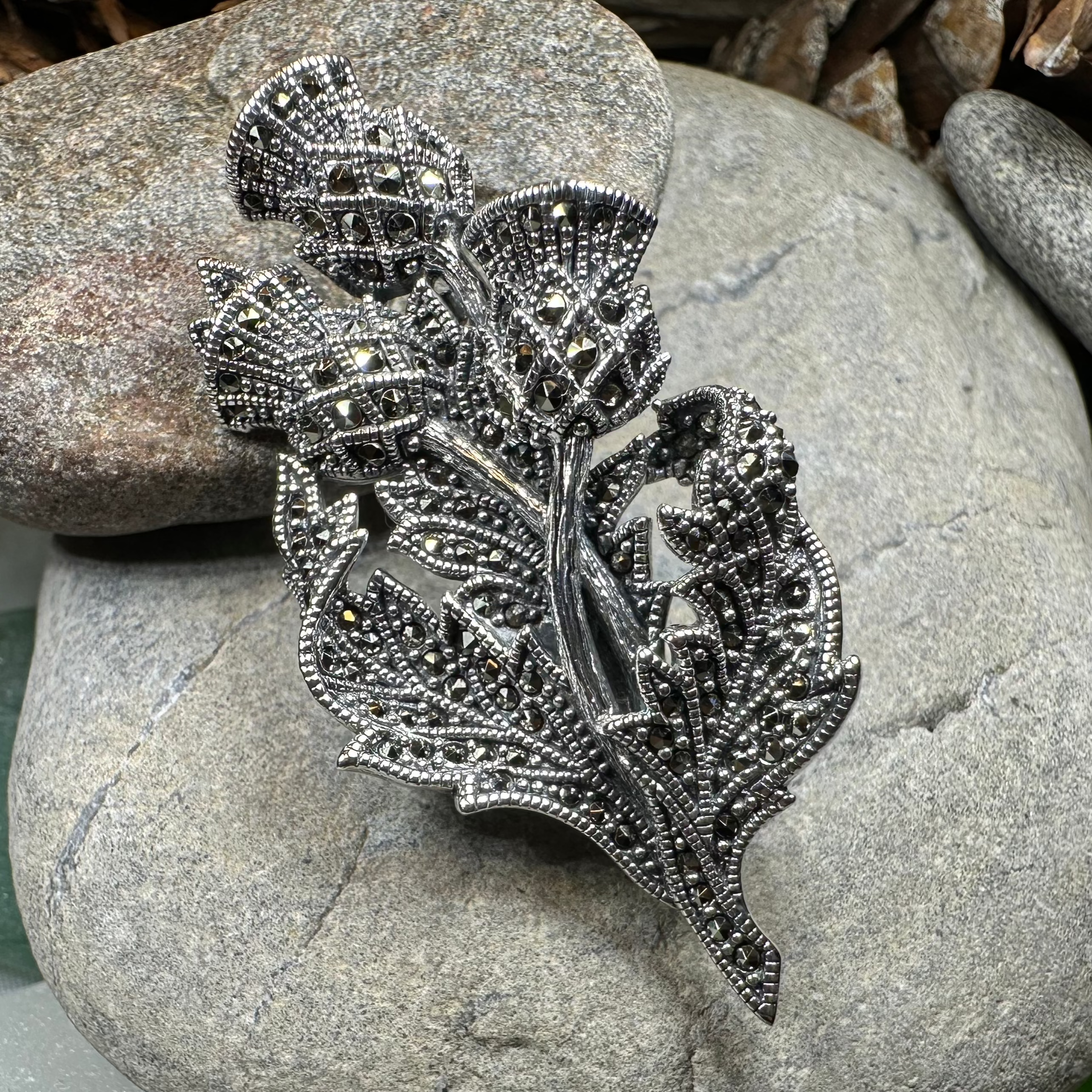 Marcasite Thistle Brooch