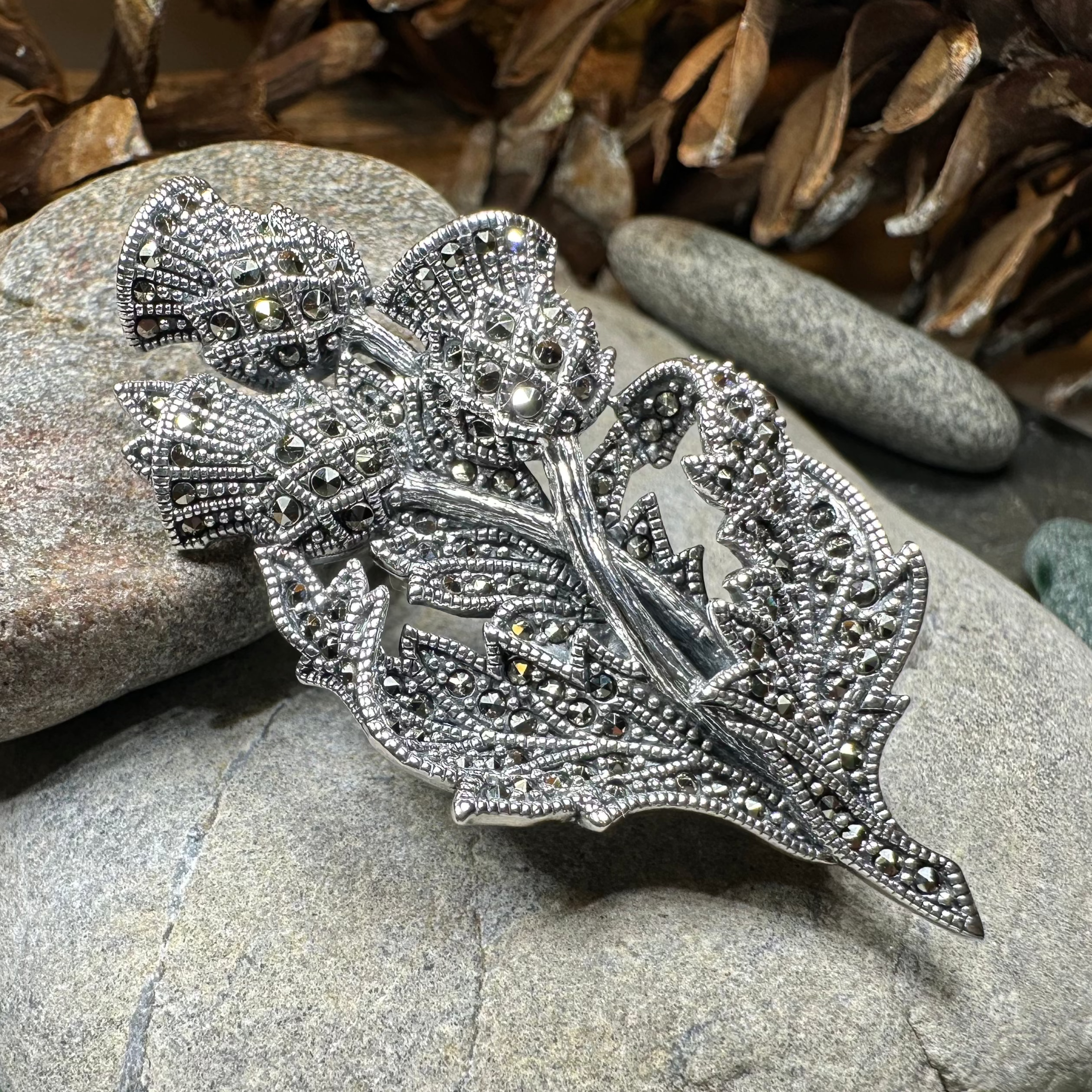 Marcasite Thistle Brooch
