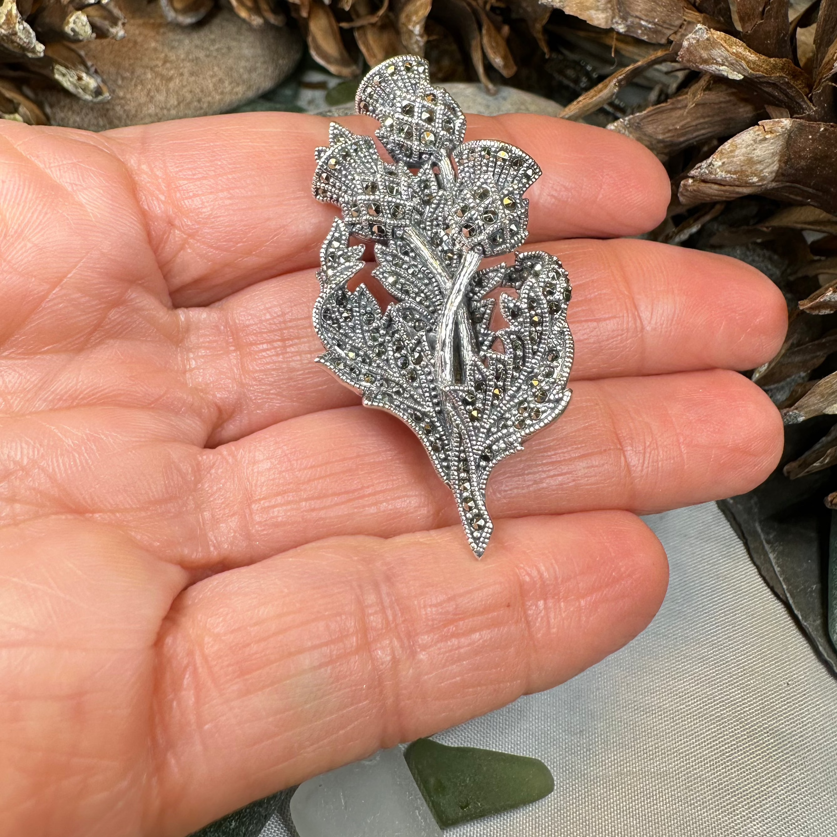 Marcasite Thistle Brooch