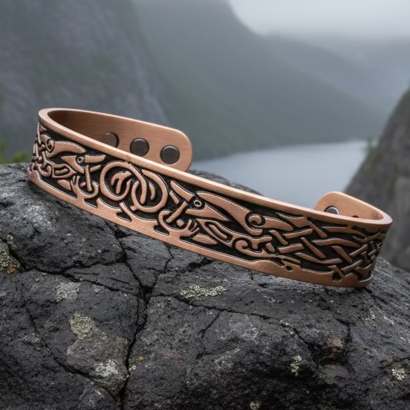 Viking Birds Copper Cuff Bracelet