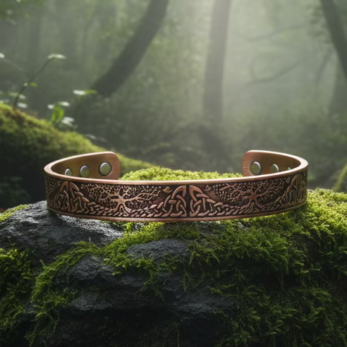 Slim Tree of Life Copper Cuff Bracelet