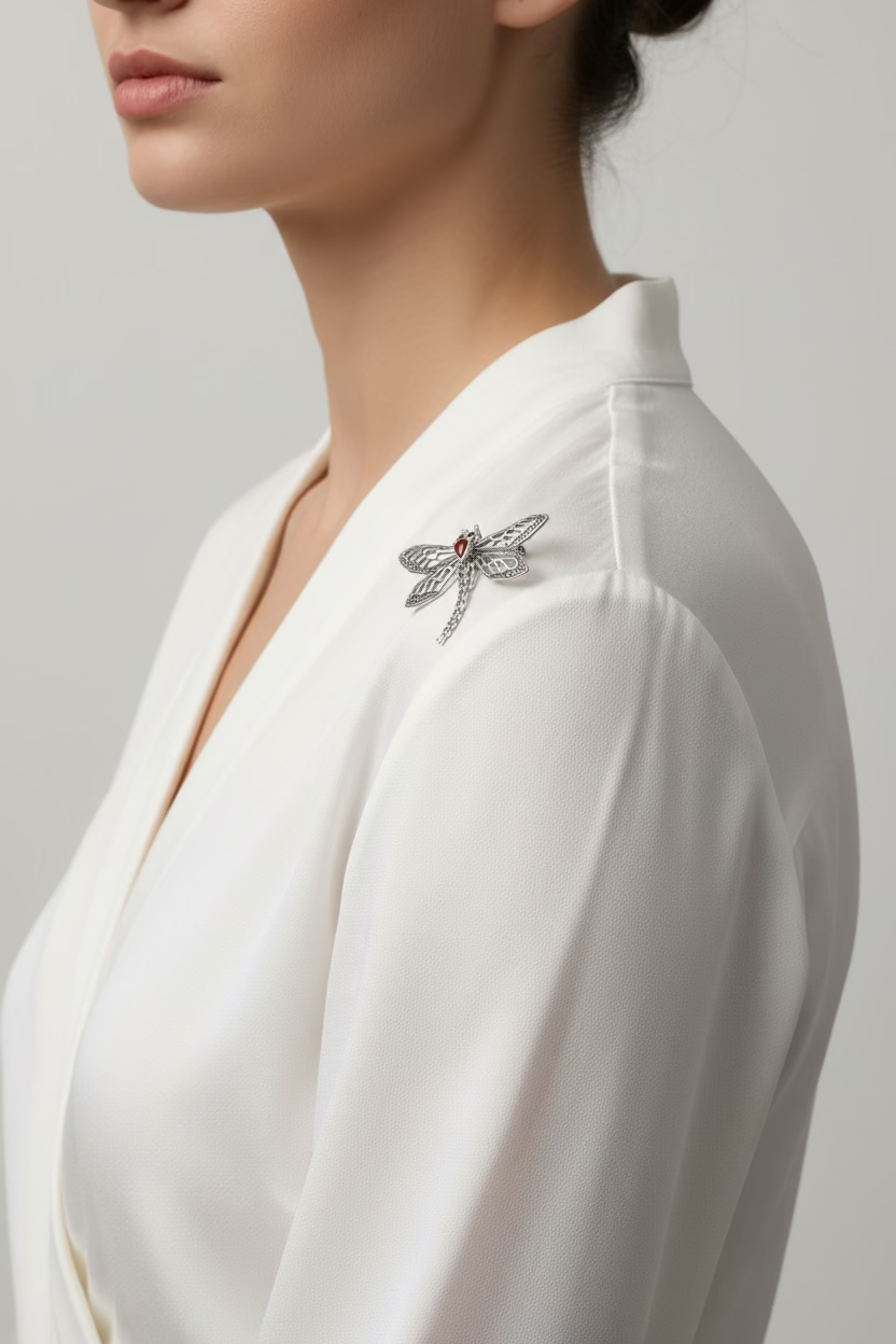 Damsel Dragonfly Marcasite Brooch