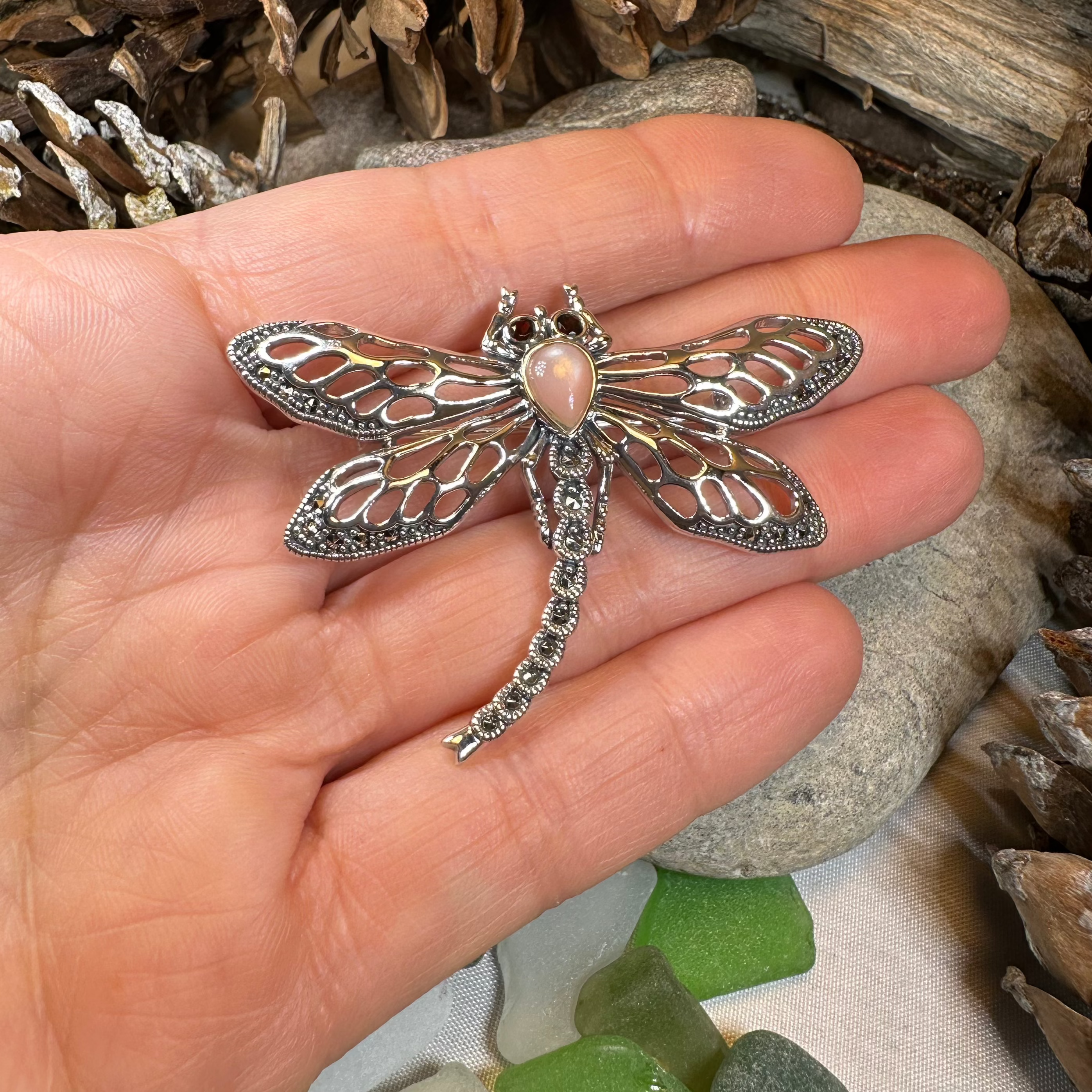 Damsel Dragonfly Marcasite Brooch