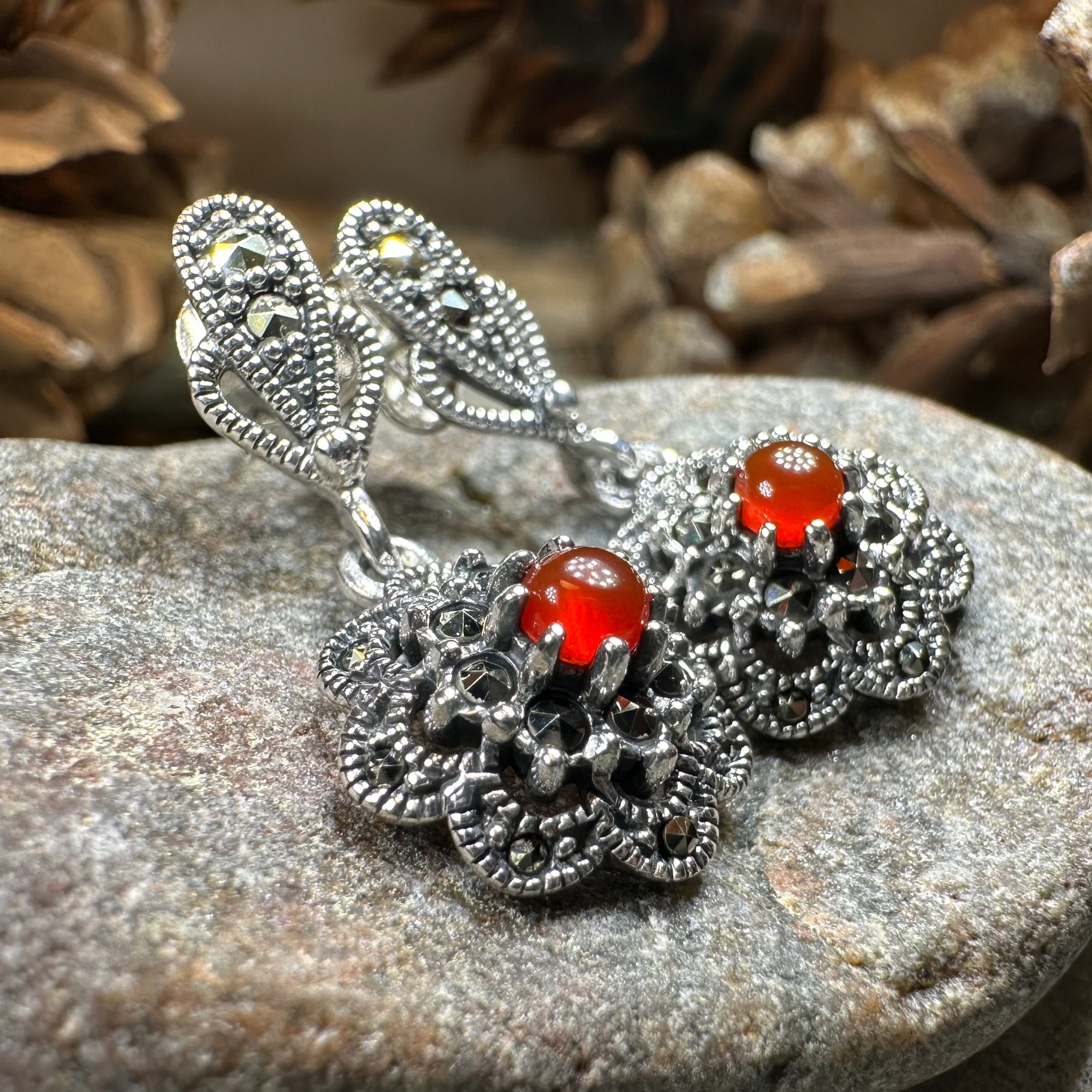 Autumn Blossom Marcasite Earrings
