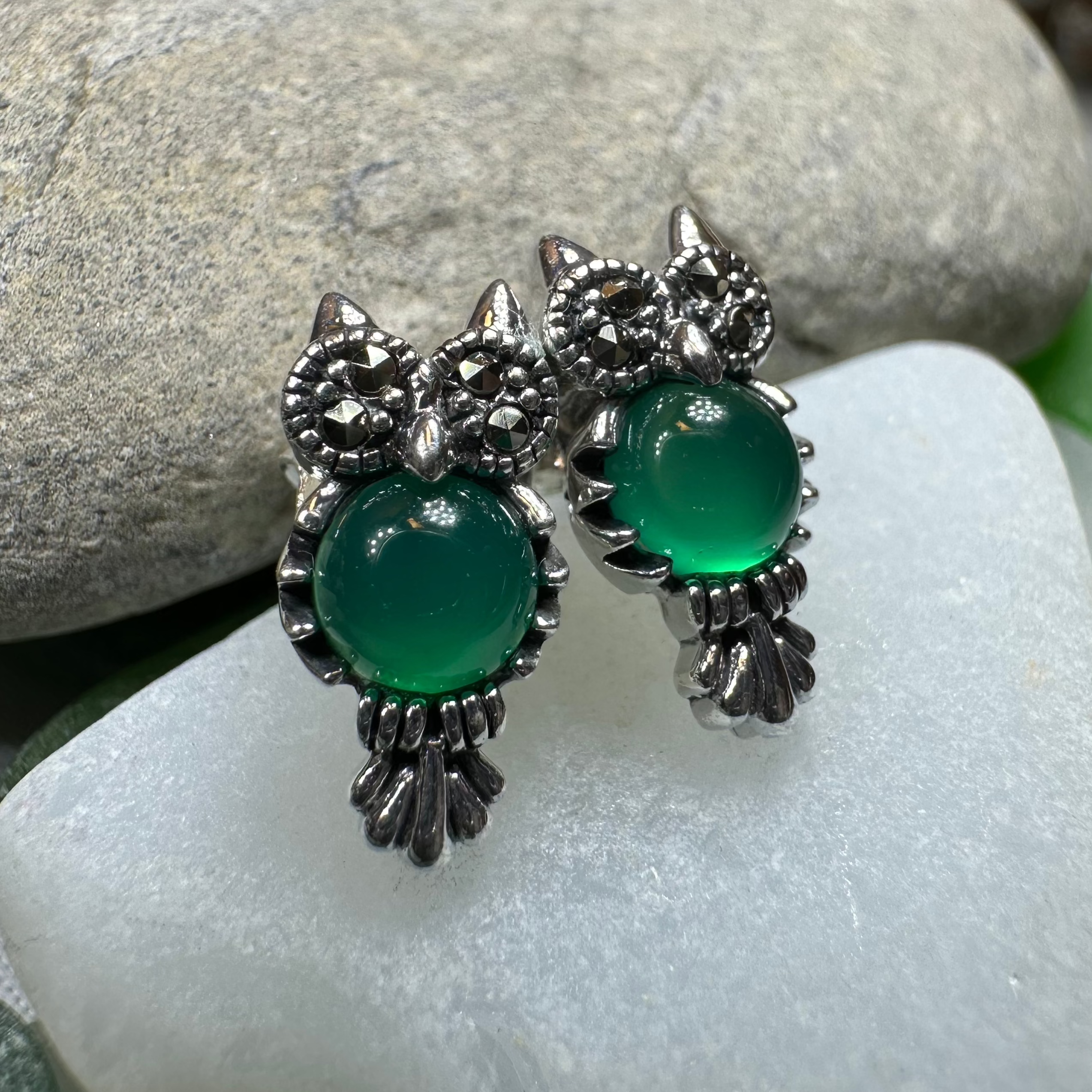 Mackenna Owl Marcasite Earrings