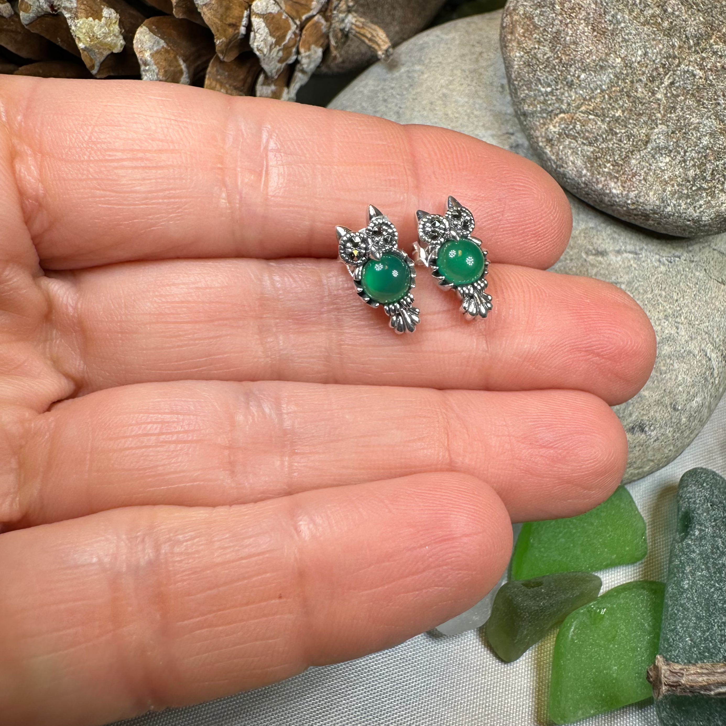 Mackenna Owl Marcasite Earrings