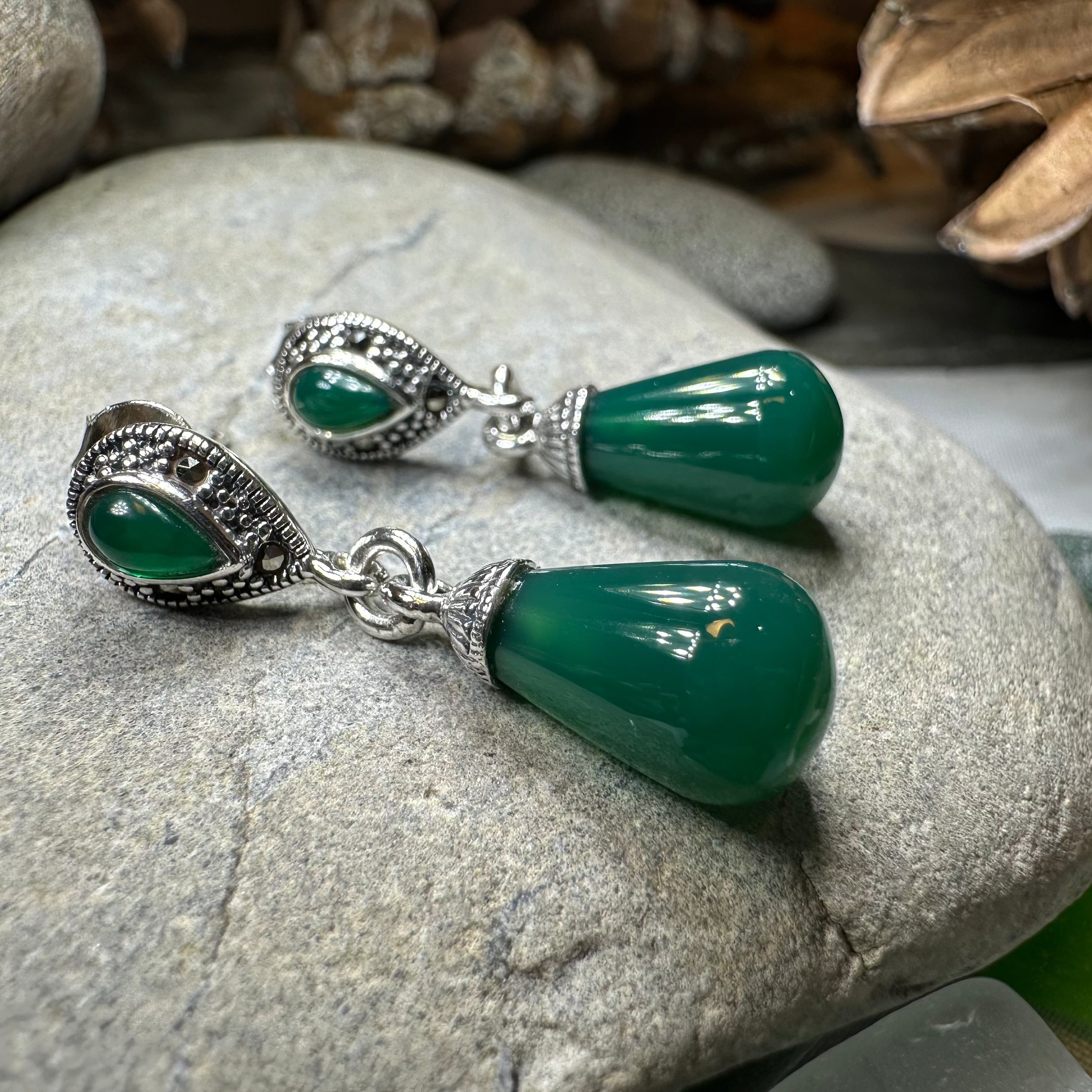 Celtic Raindrop Marcasite Earrings