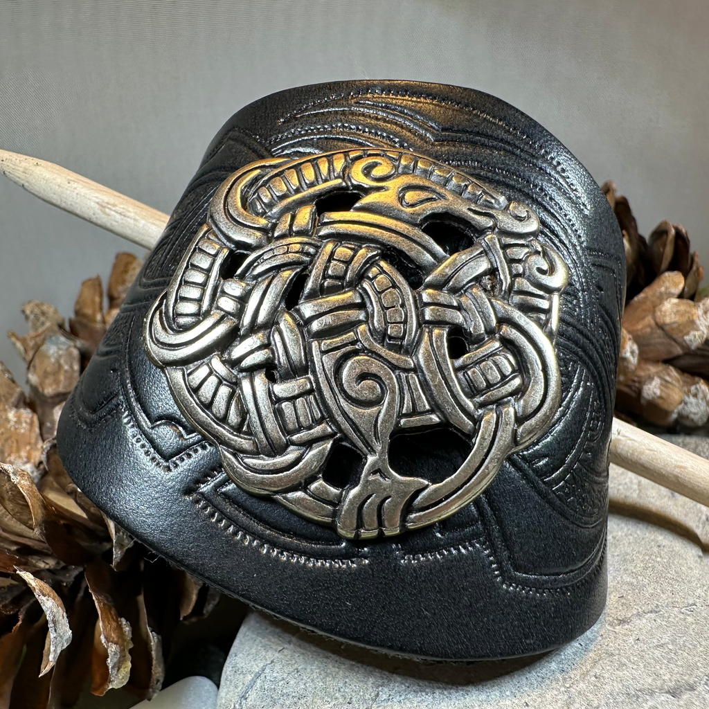 Celtic Shieldmaiden Leather Hair Slide for Women
