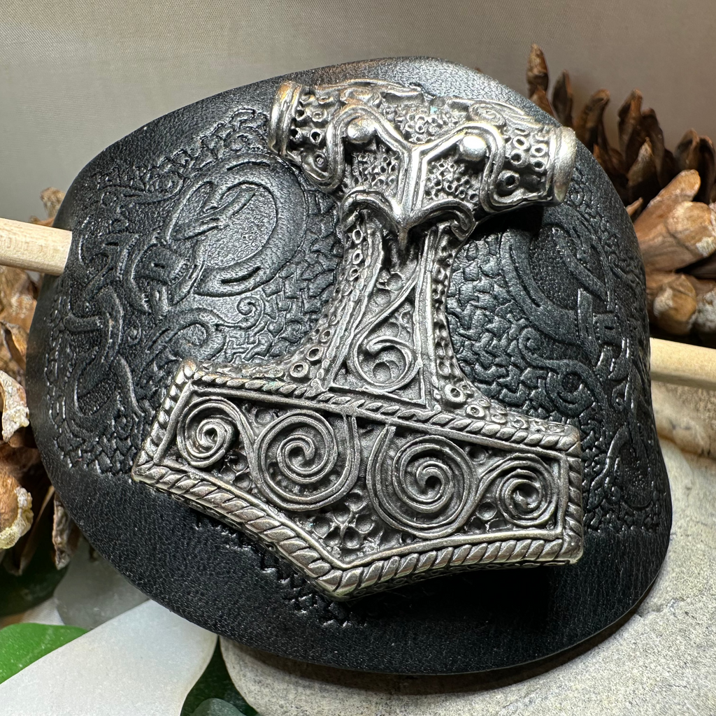 Thor's Hammer Leather Hair Slide for Women