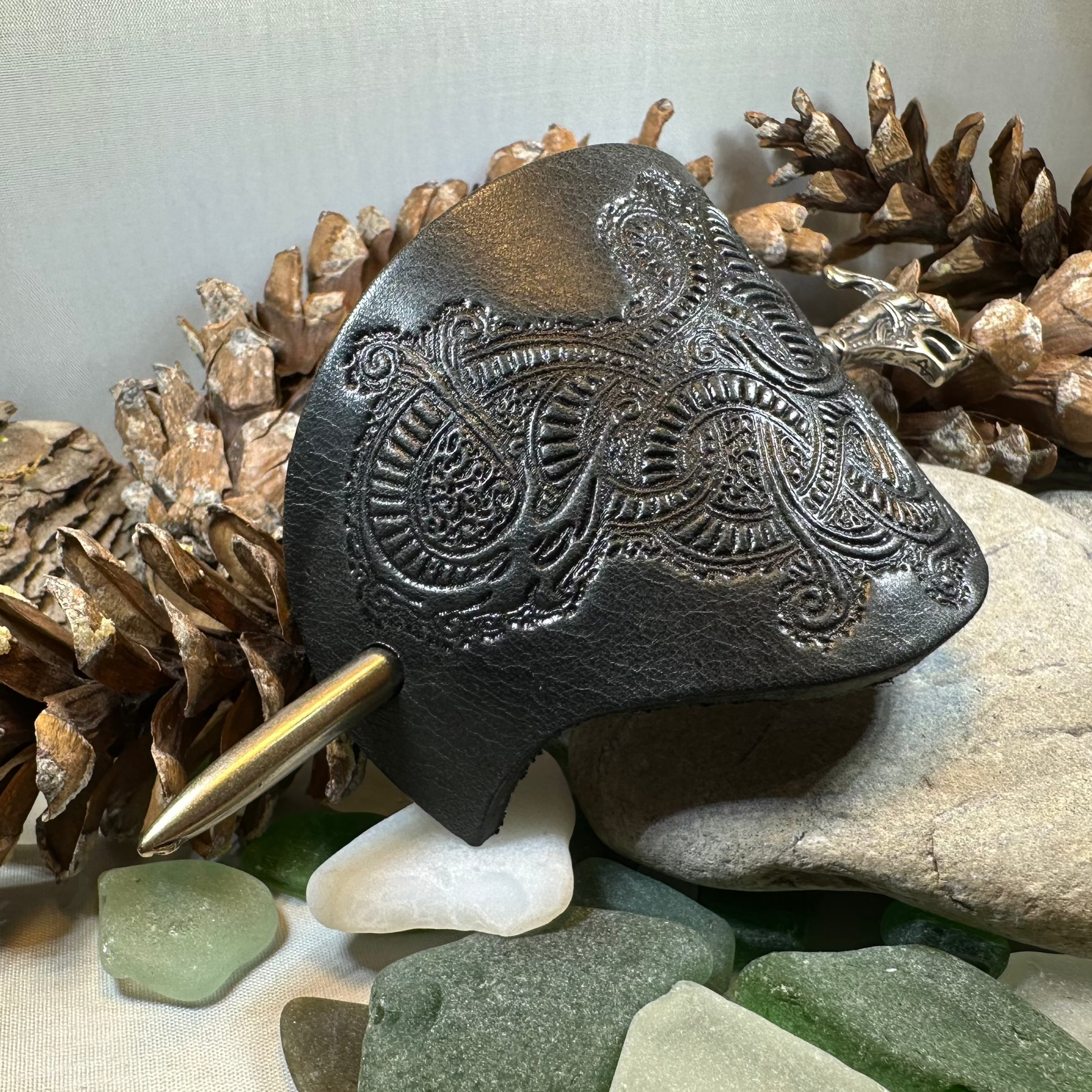 Celtic Dragon Leather Hair Slide for Women