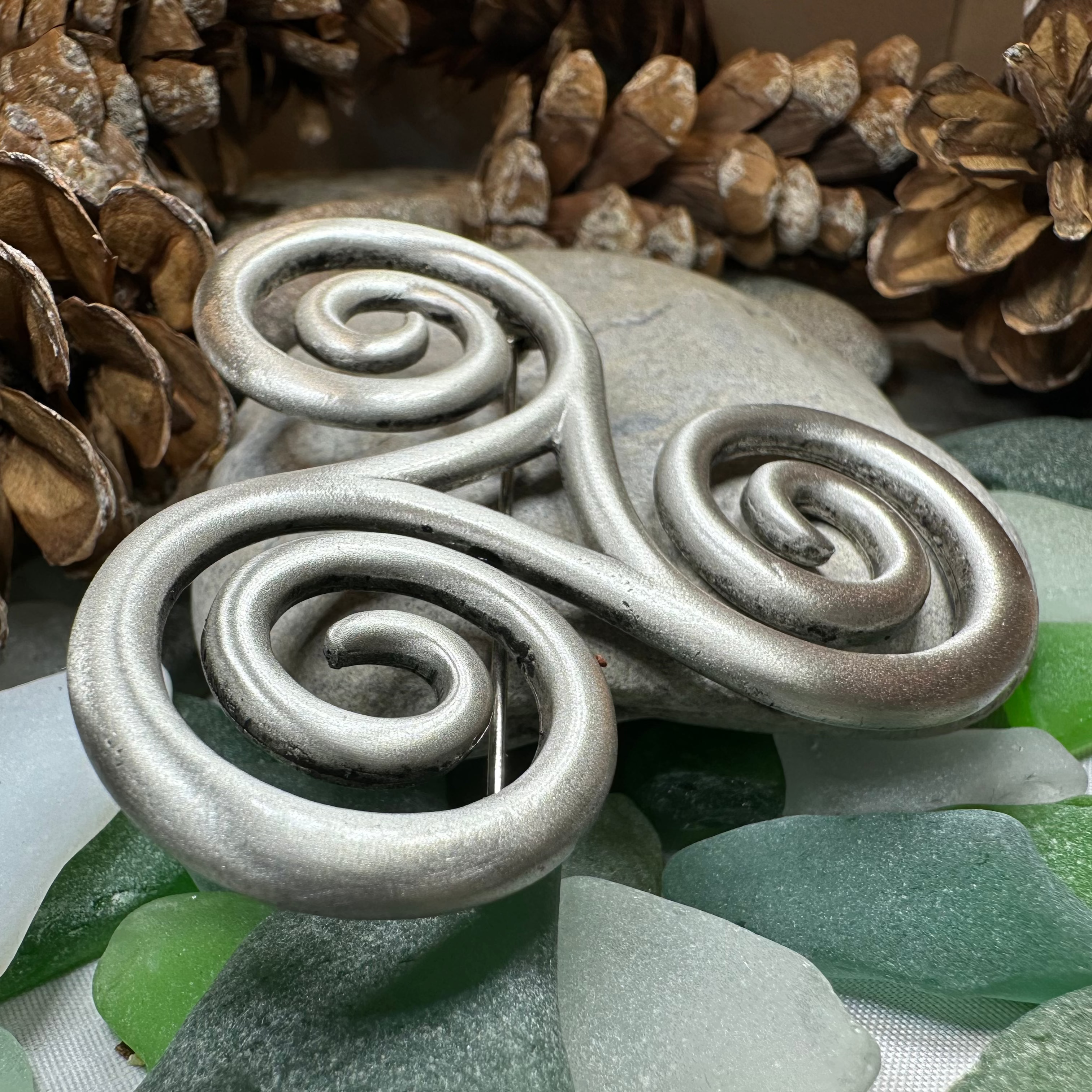 Vesunna Large Celtic Spiral Brooch