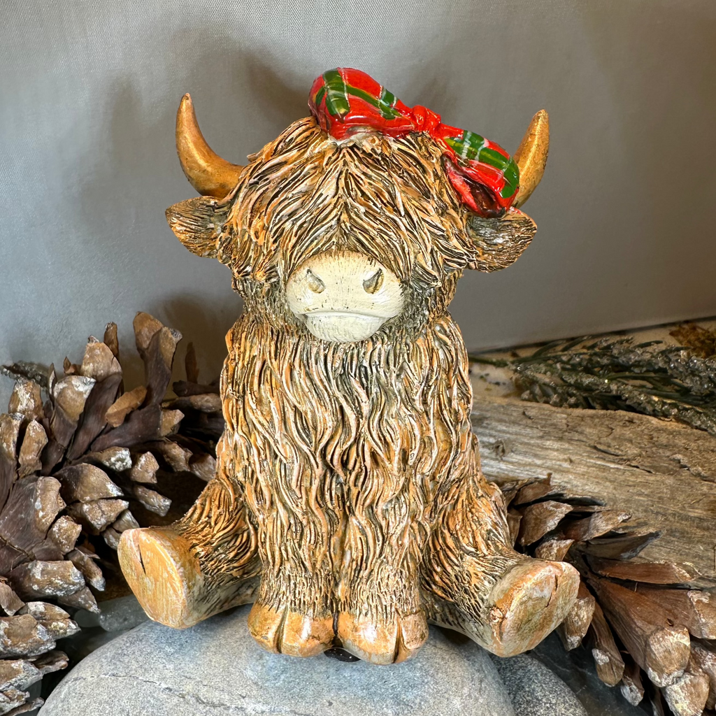 Tartan Princess Highland Cow Figurine