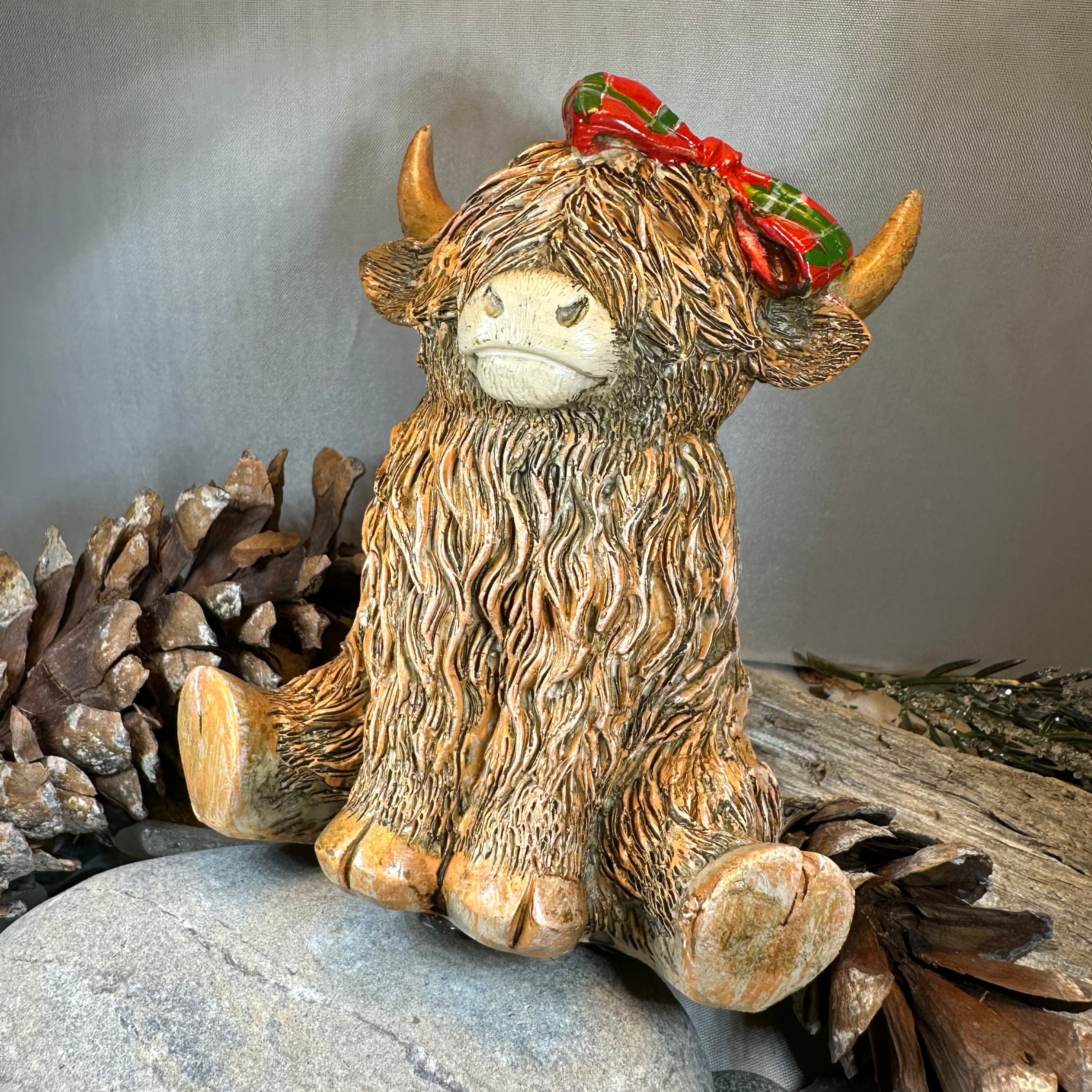 Tartan Princess Highland Cow Figurine