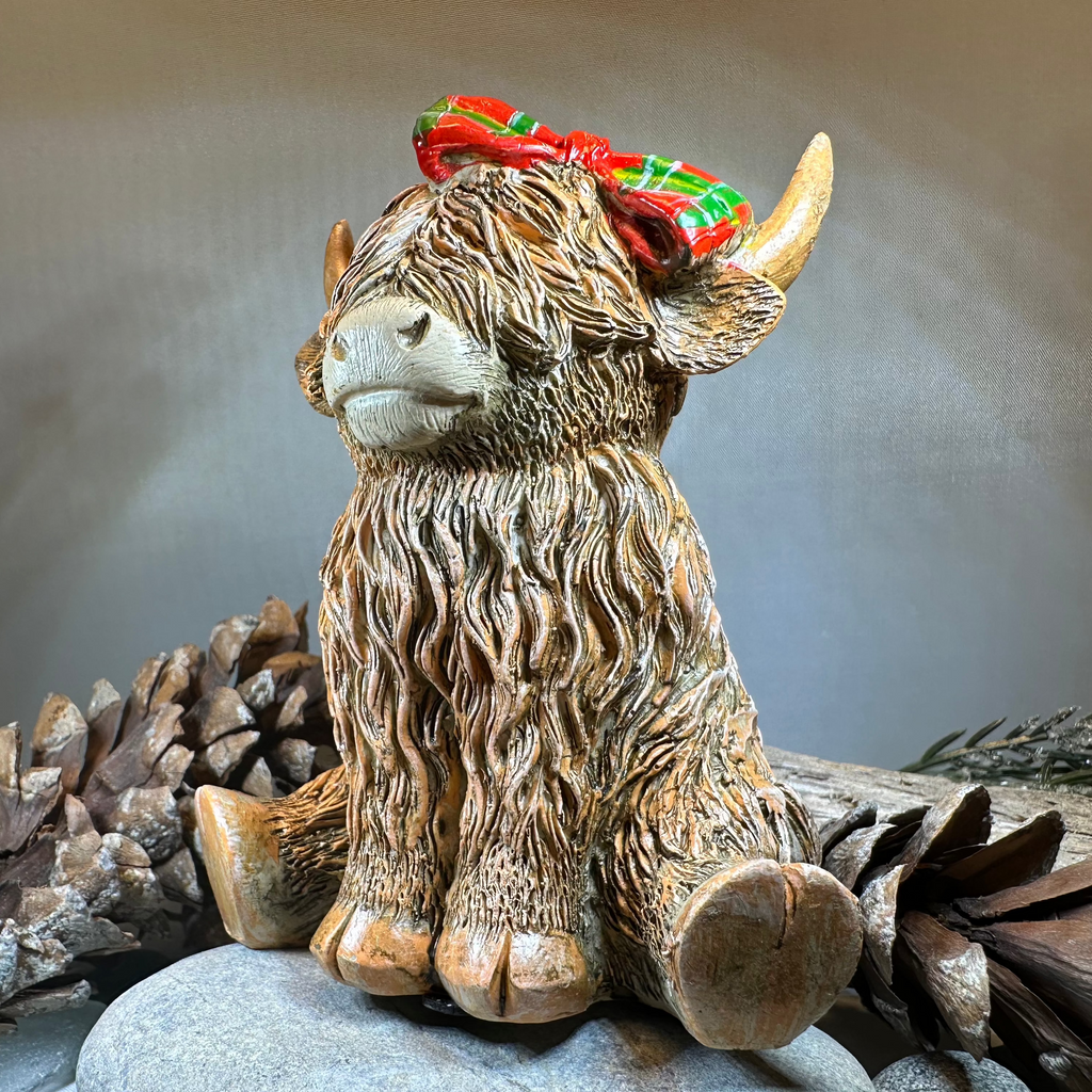 Tartan Princess Highland Cow Figurine
