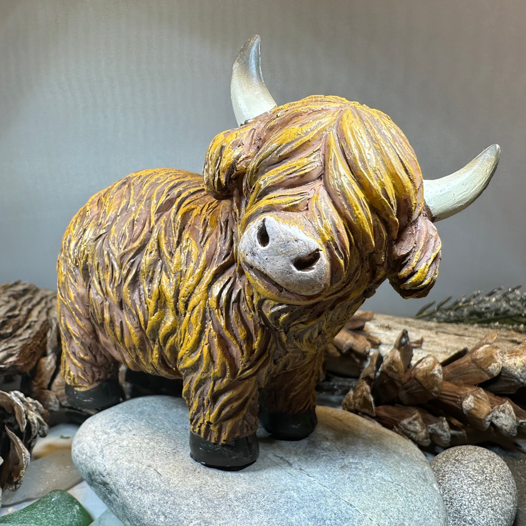 Chubby Highland Cow Figurine