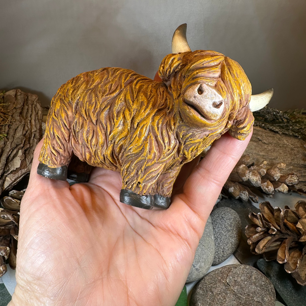 Chubby Highland Cow Figurine