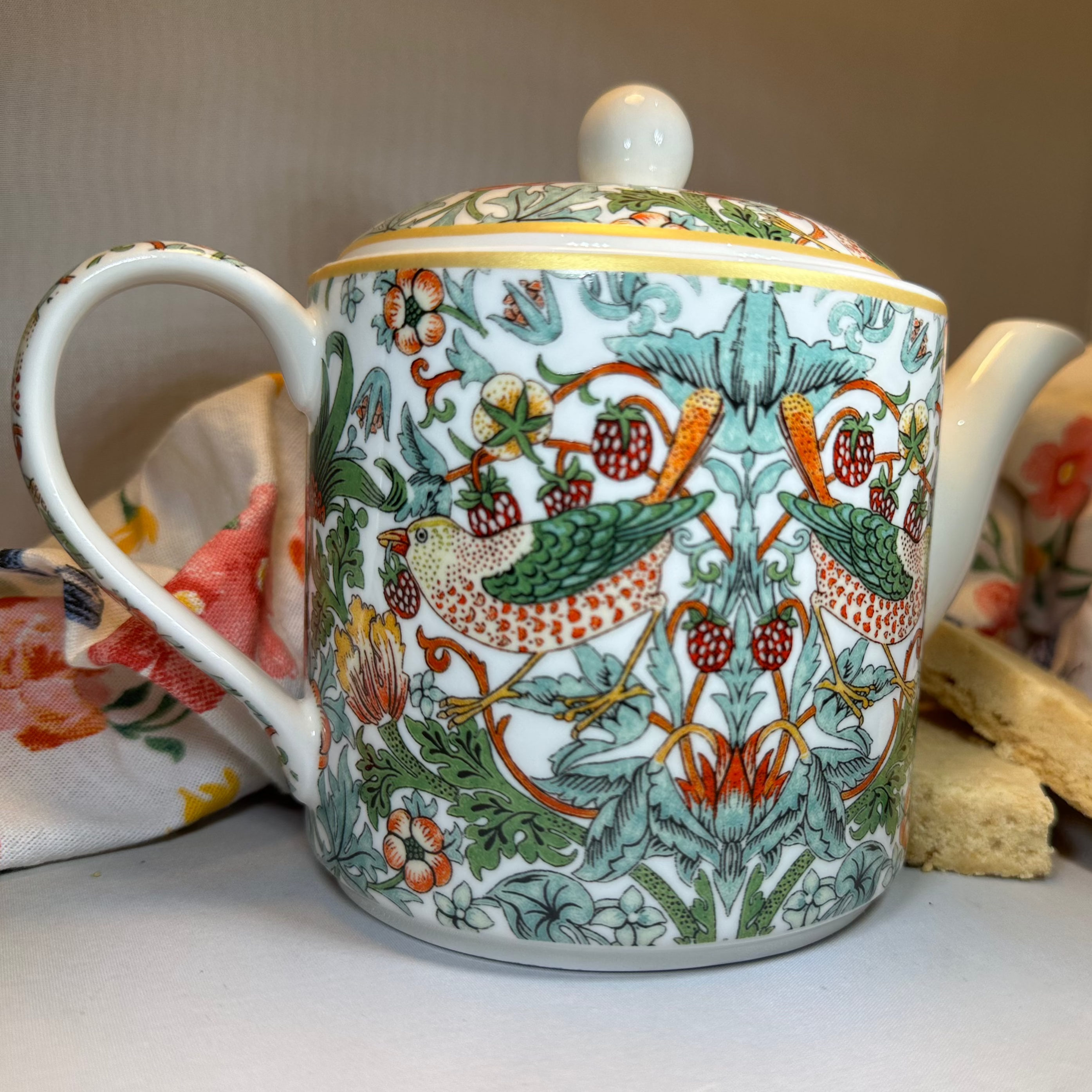 William Morris Strawberry Thief Fine China Teapot