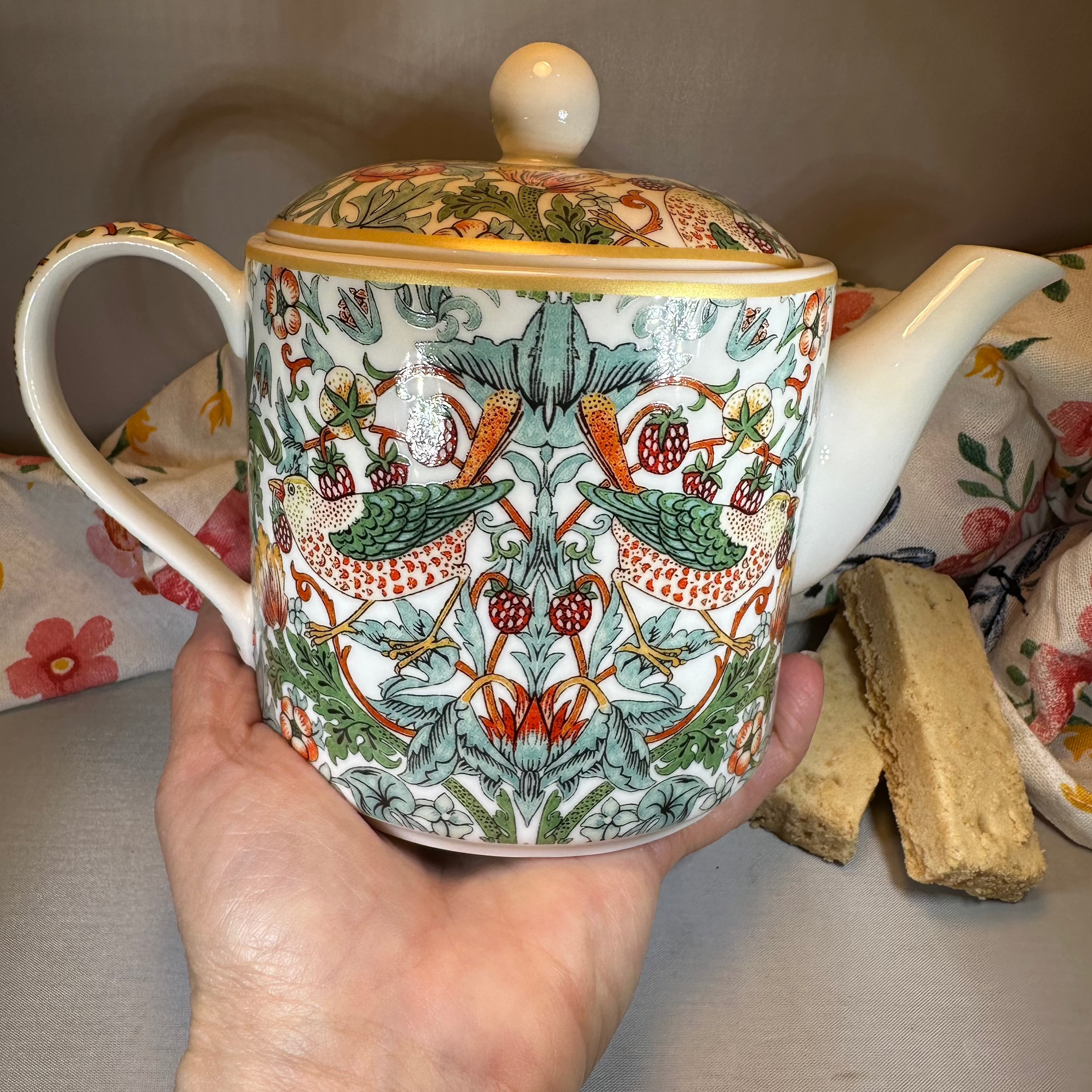 William Morris Strawberry Thief Fine China Teapot