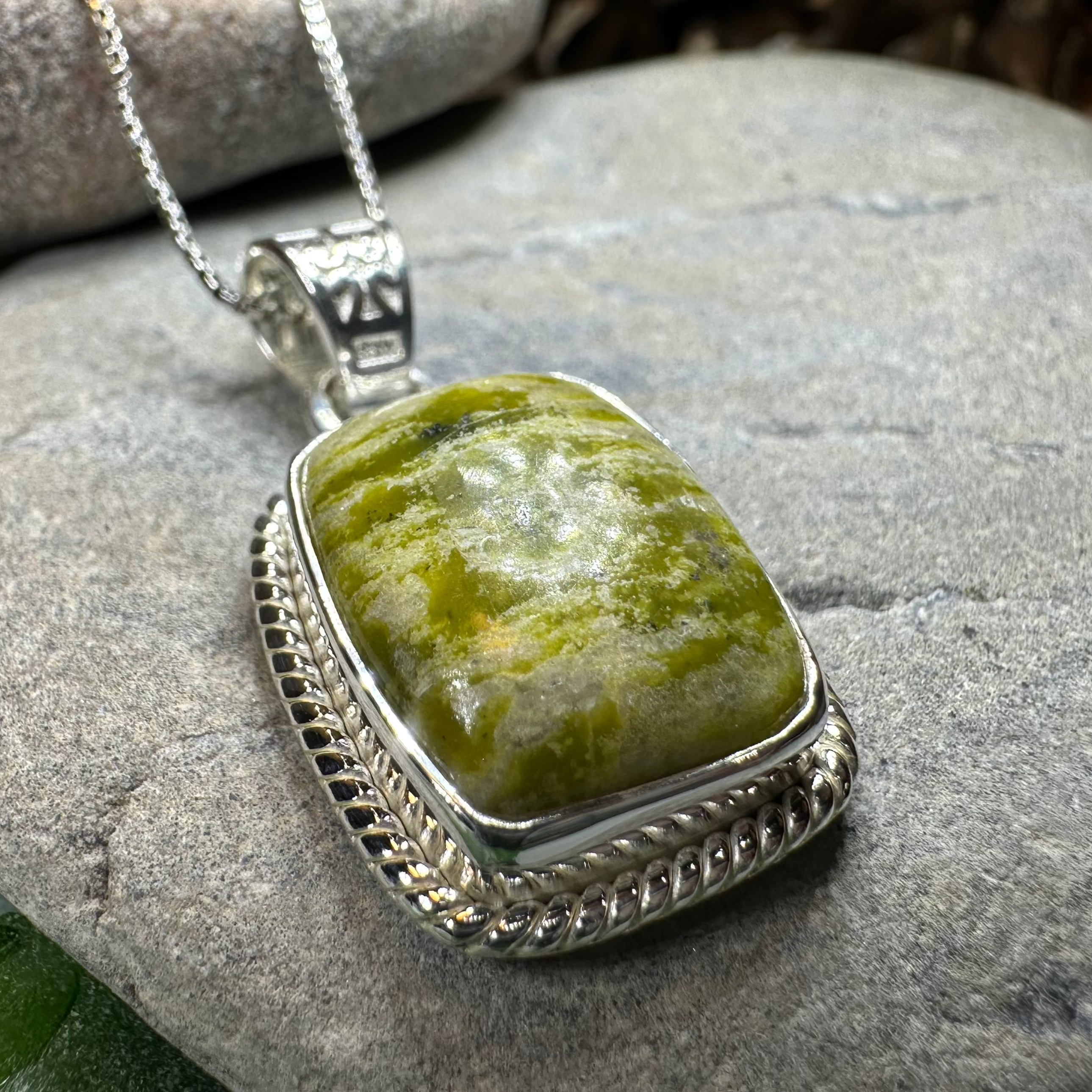 Connemara Marble Irish Rectangle Necklace
