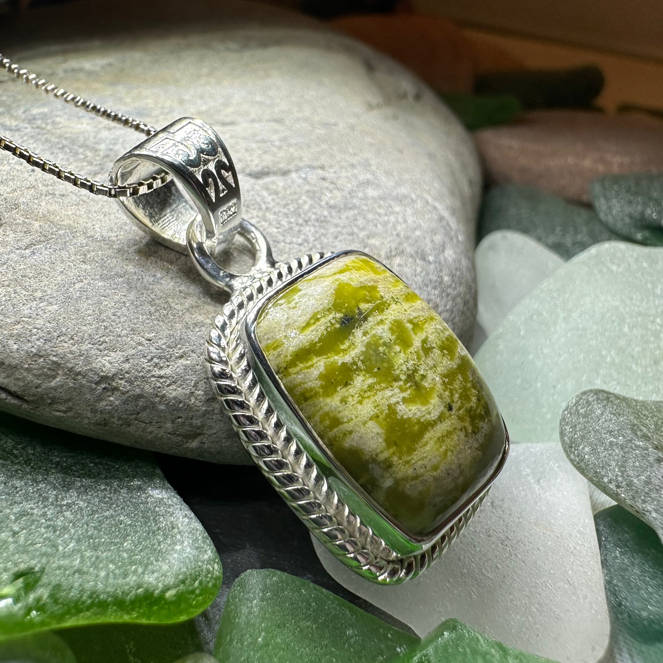 Connemara Marble Irish Rectangle Necklace