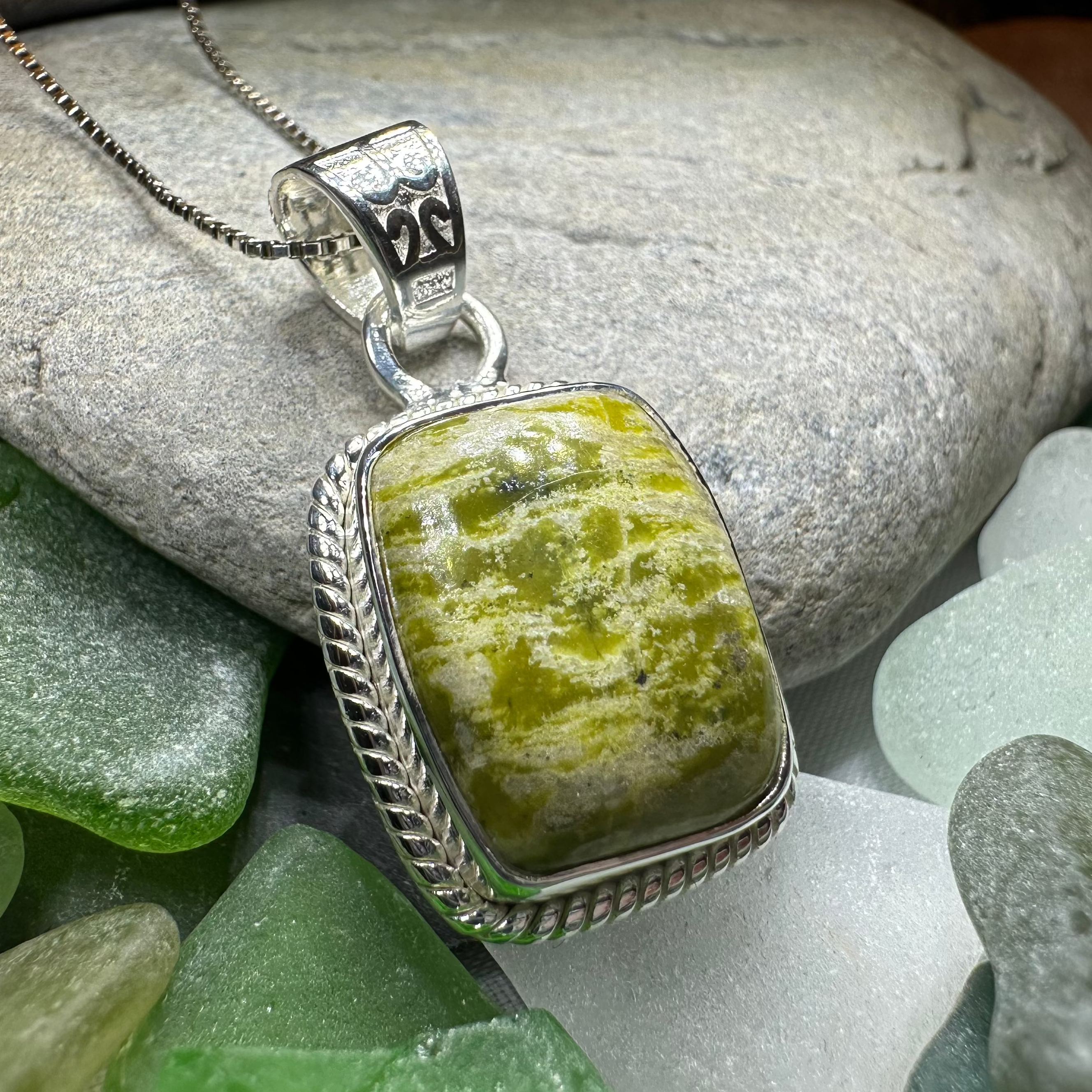 Connemara Marble Irish Rectangle Necklace