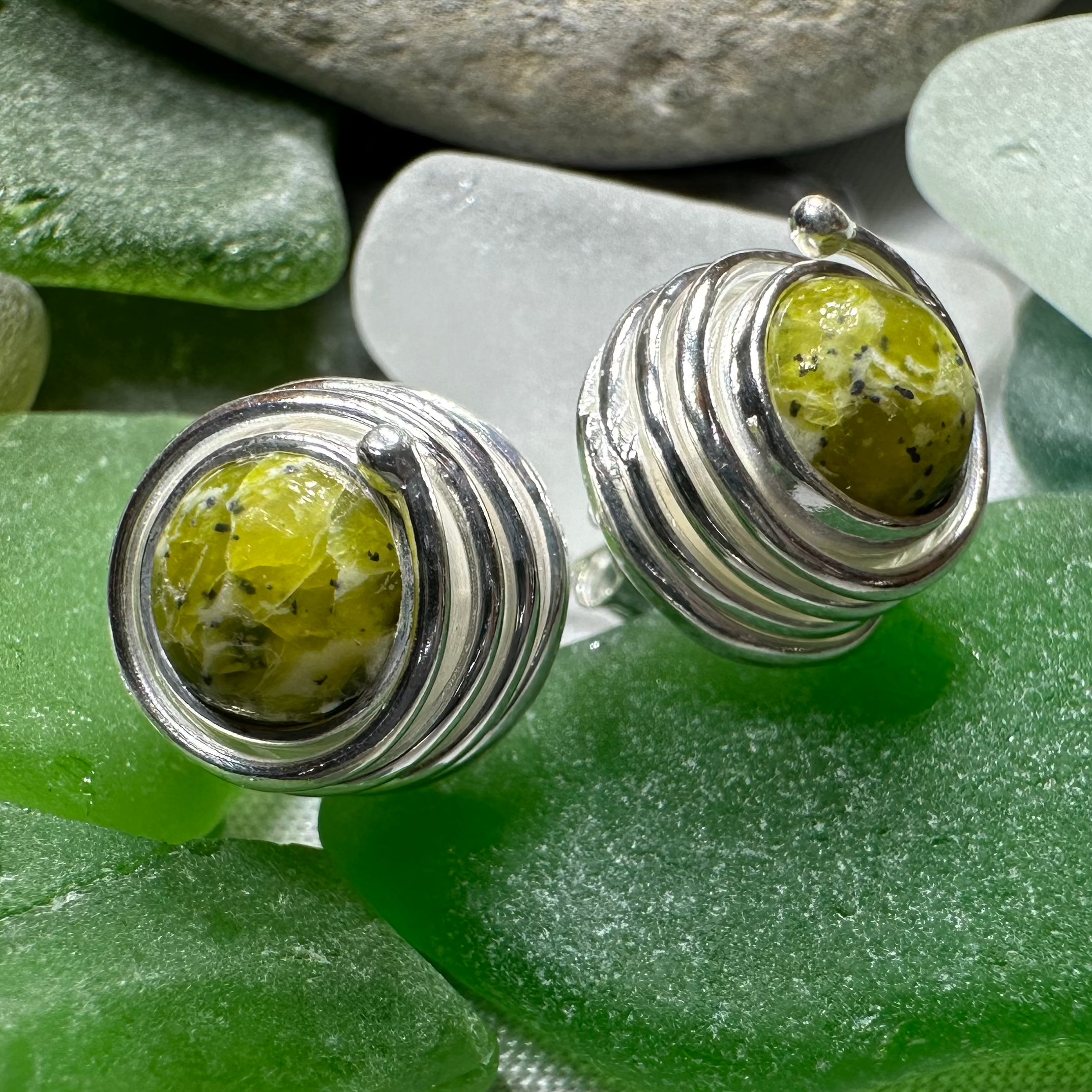 Connemara Marble Celtic Spiral Post Earrings