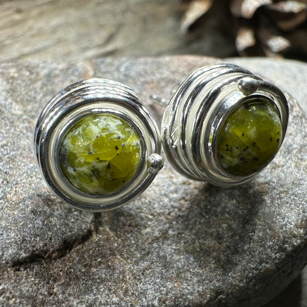 Connemara Marble Celtic Spiral Post Earrings