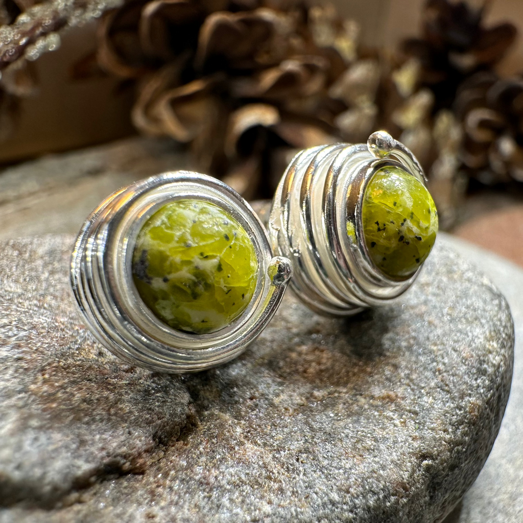 Connemara Marble Celtic Spiral Post Earrings