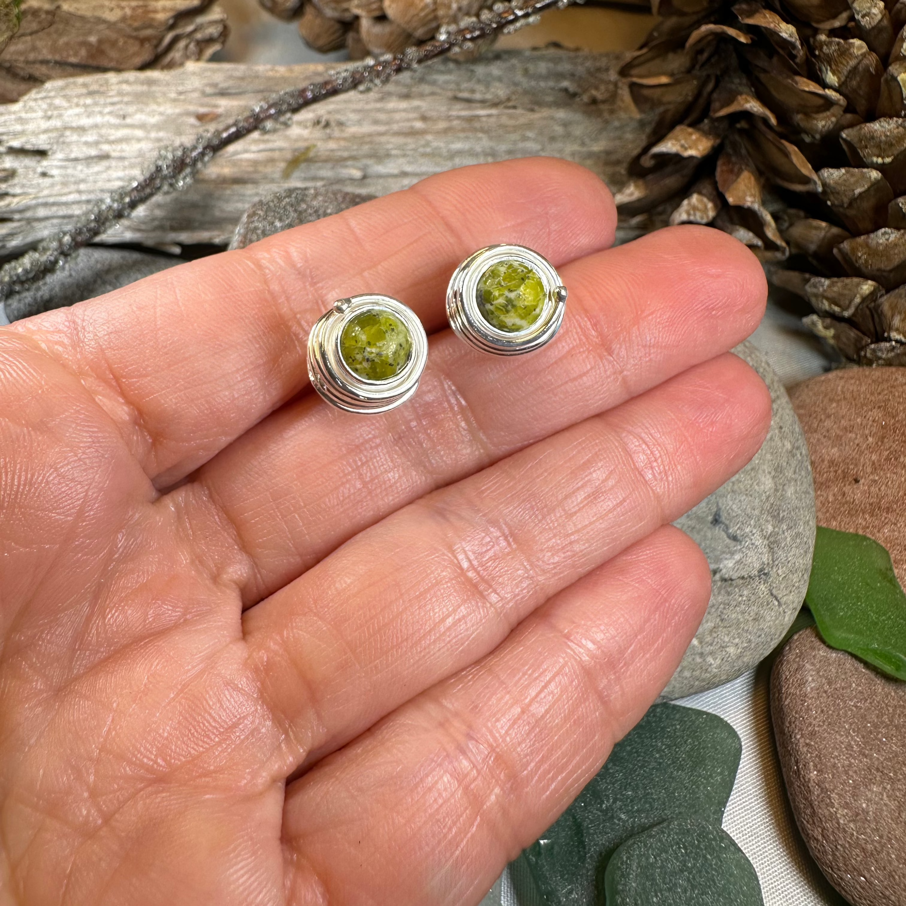 Connemara Marble Celtic Spiral Post Earrings