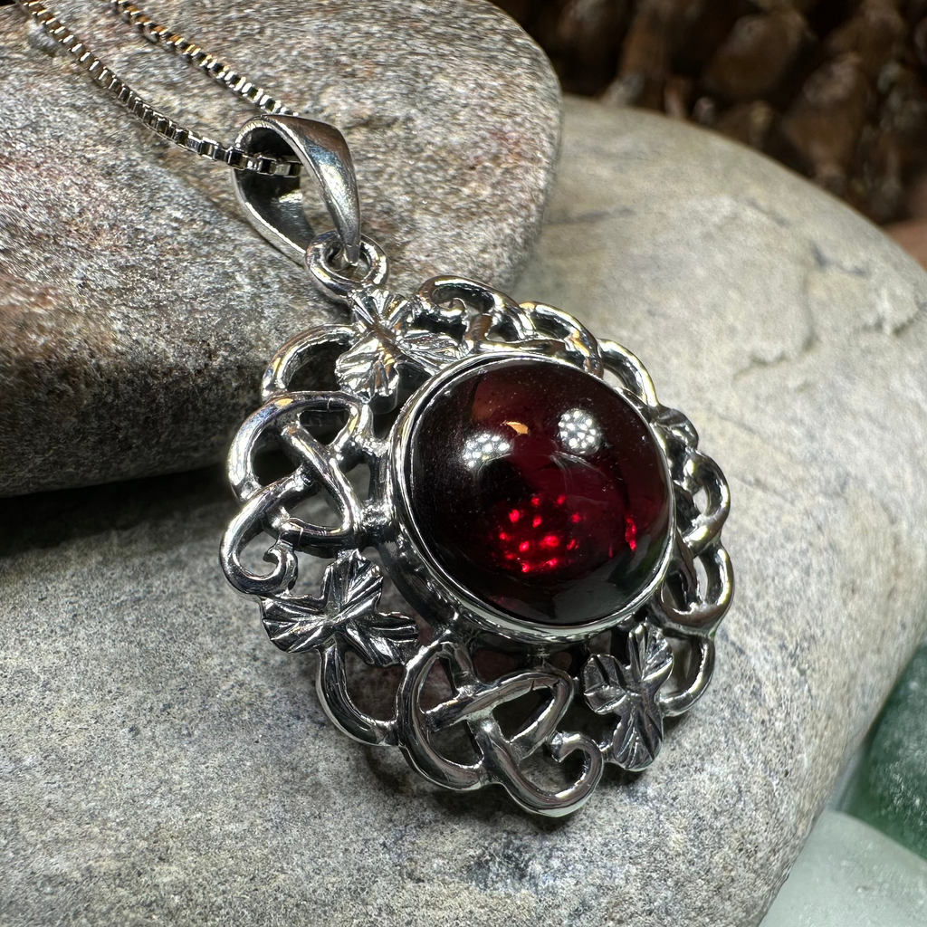 Elena Irish Shamrock Garnet Necklace