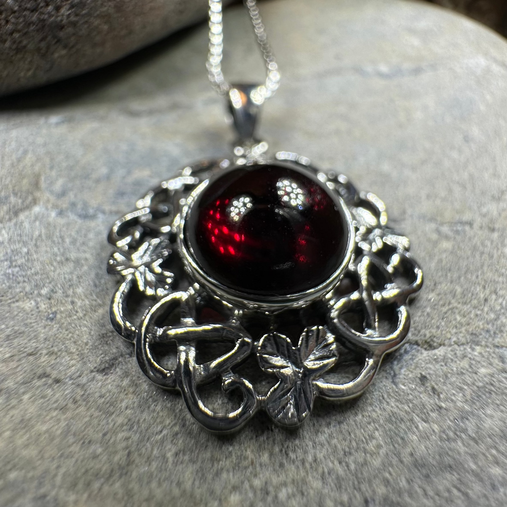 Elena Irish Shamrock Garnet Necklace