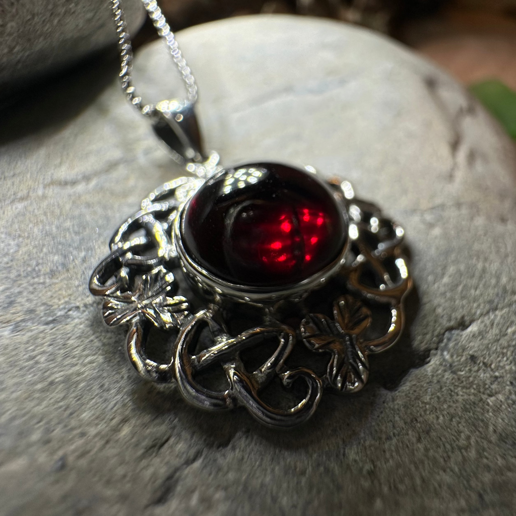 Elena Irish Shamrock Garnet Necklace