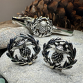Classic Scottish Thistle Tie Bar & Cufflink Set