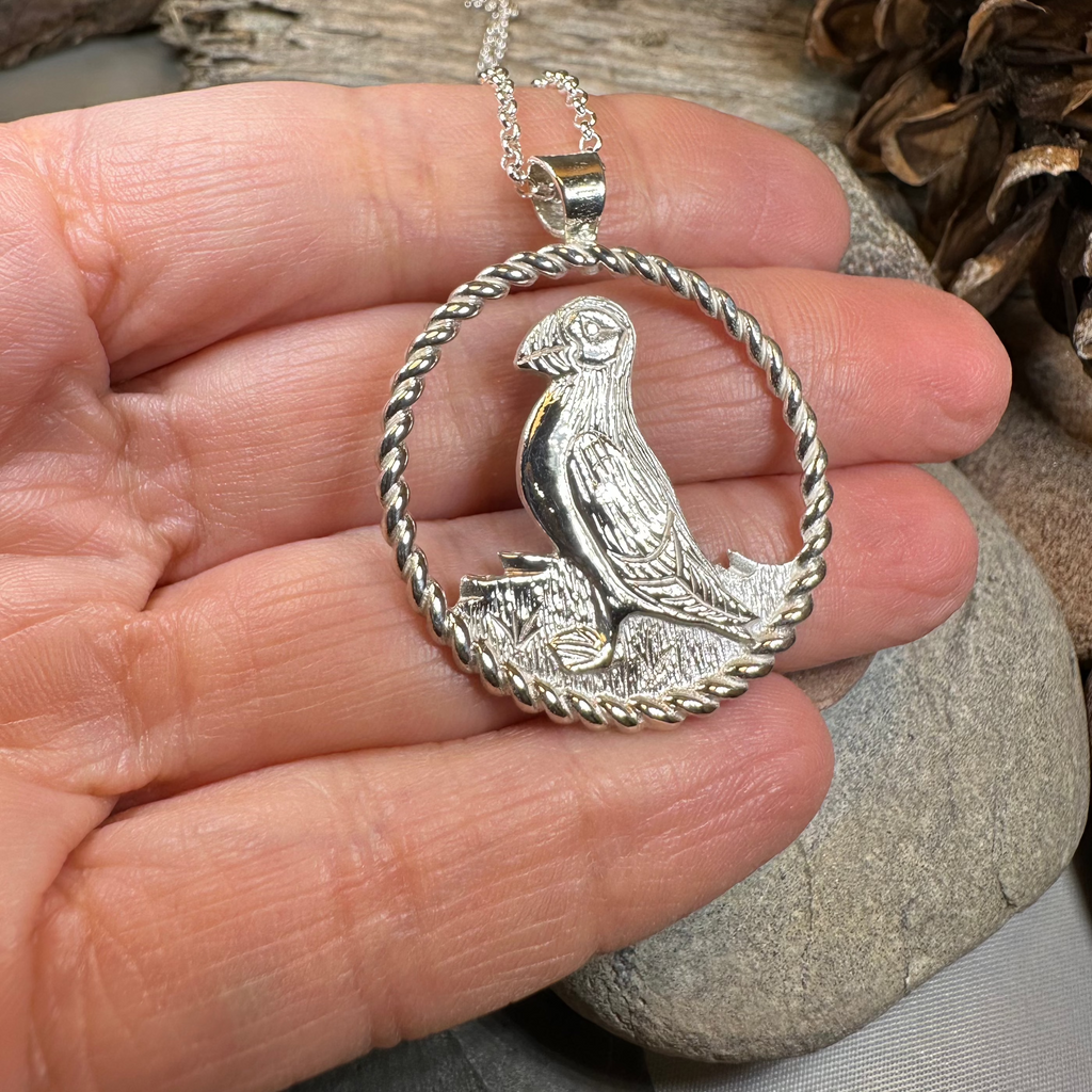 Orkney Puffin Necklace - Handmade in Scotland