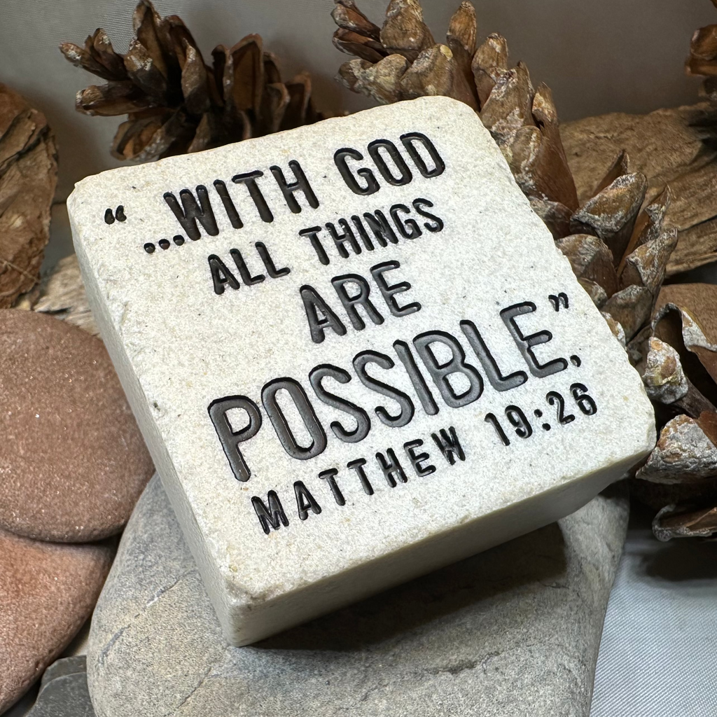With God Bible Quote Standing Stone