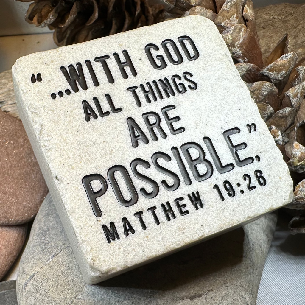 With God Bible Quote Standing Stone